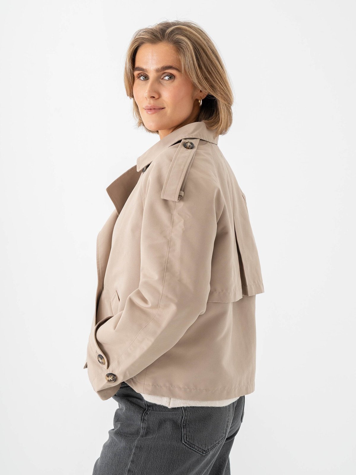 Vero Moda Chloe Short Trenchcoat Silver Mink