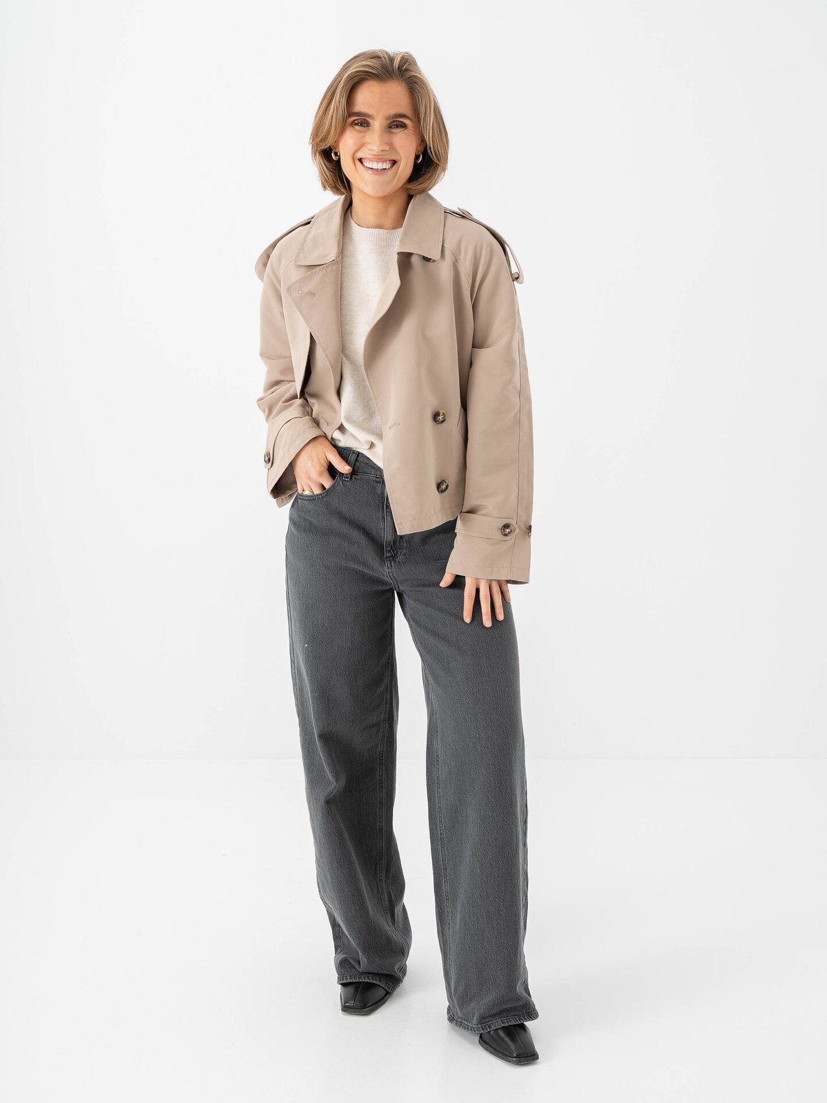 Vero Moda Chloe Short Trenchcoat Silver Mink