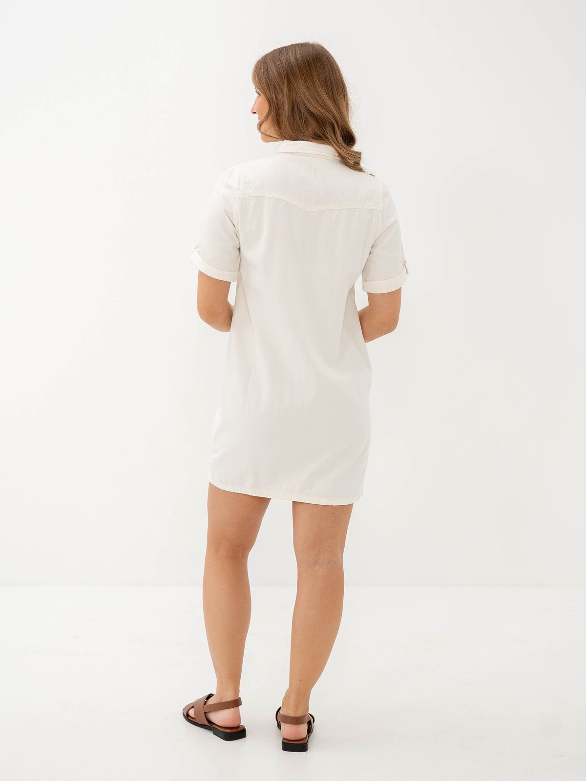 Vero Moda Jennie Short Sleeve Short Denim Dress Cloud Dancer