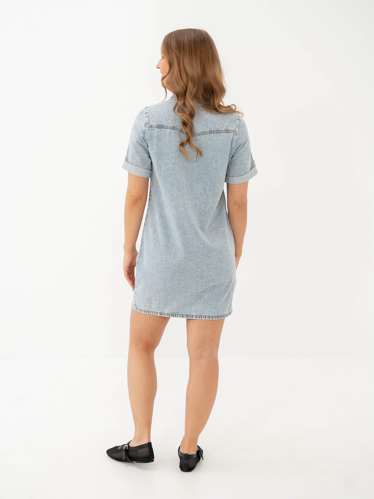 Vero Moda Jennie Short Sleeve Short Denim Dress Light Blue Denim