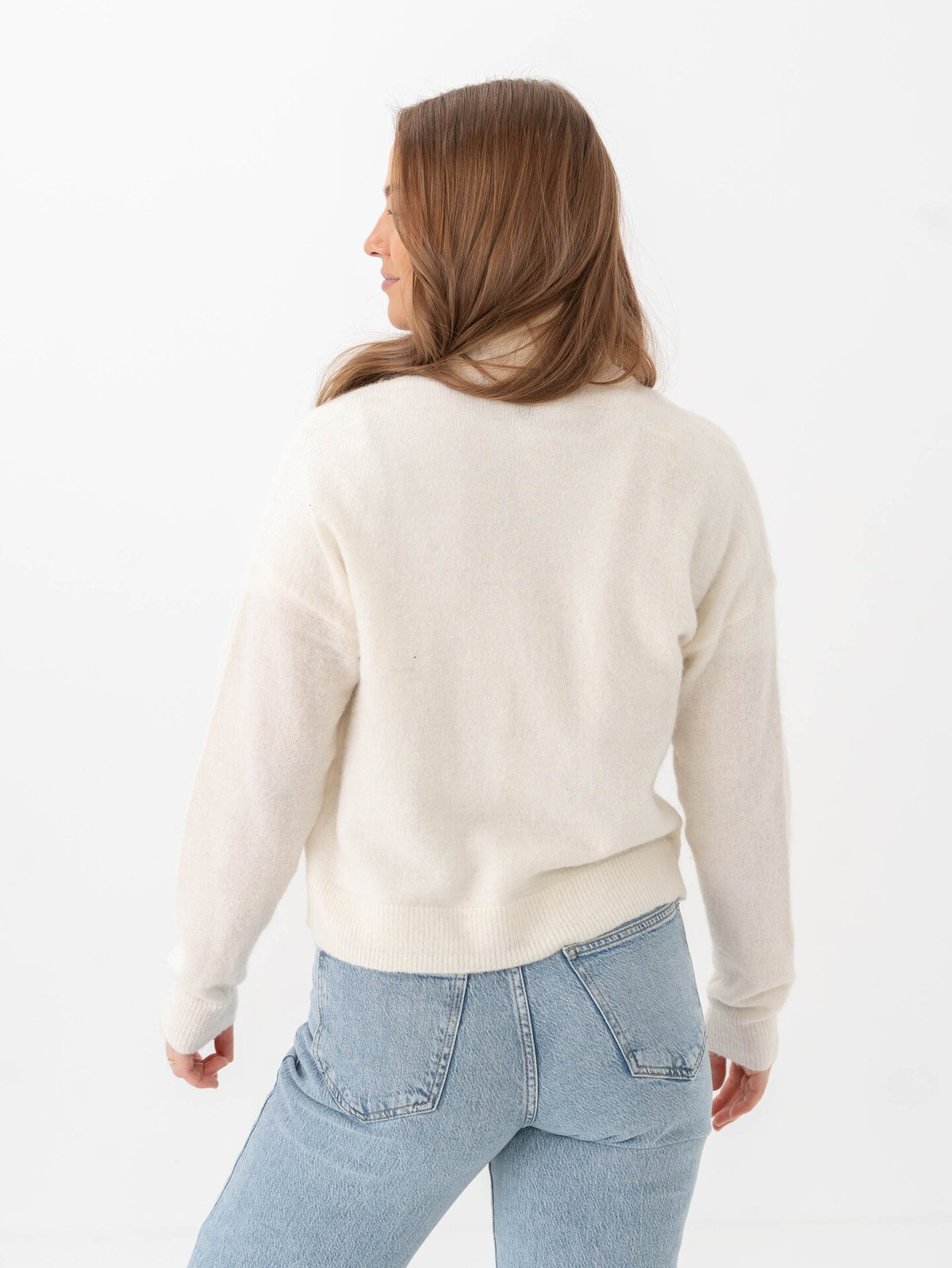 Vero Moda Palma Long Sleeve Highneck Zip Cardigan Snow White