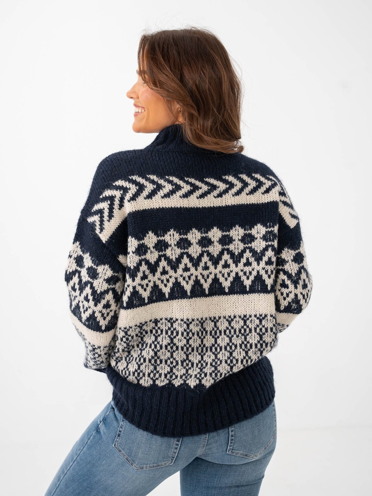 Vero Moda Ample Long Sleeve Highneck Pullover Navy Blazer with Birch