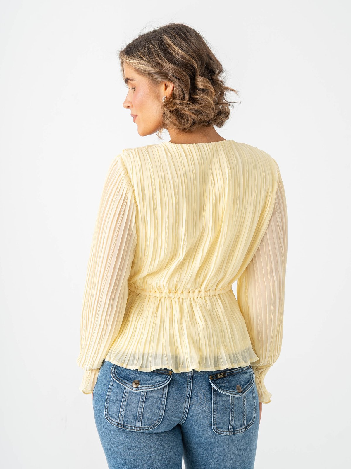 Vero Moda Dora Long Sleeve Frill Pleat Top Flan