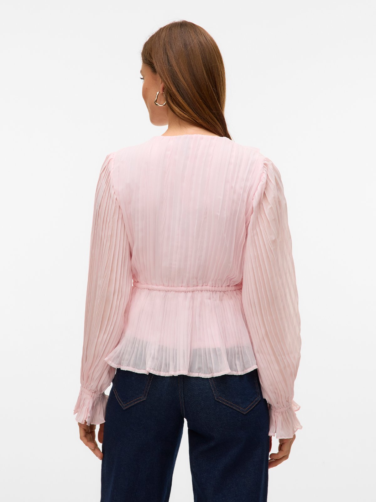 Vero Moda Dora Long Sleeve Frill Pleat Top Pink-A-Boo