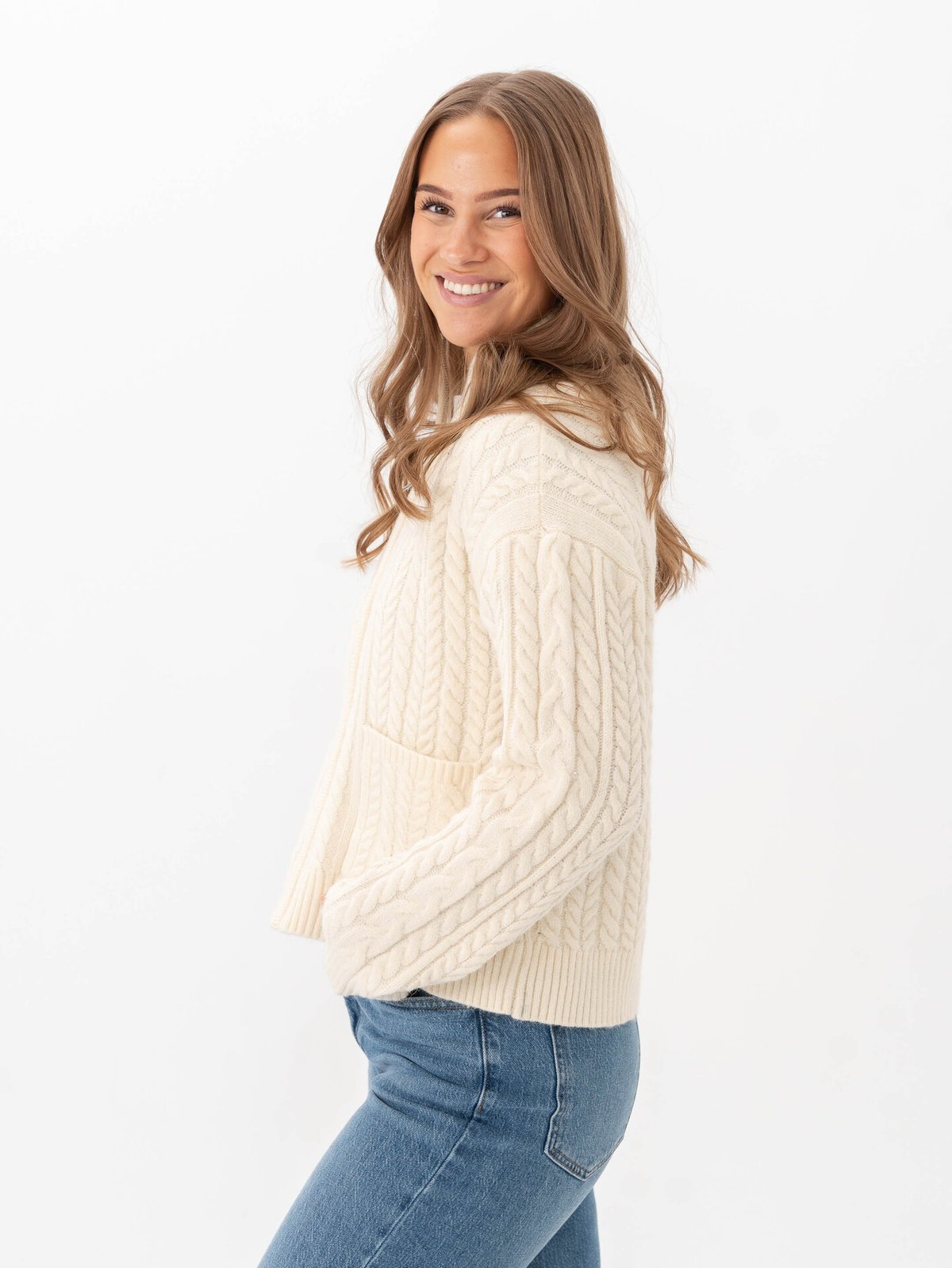 Vero Moda Esther Long Sleeve Highneck Zip Cardigan Birch