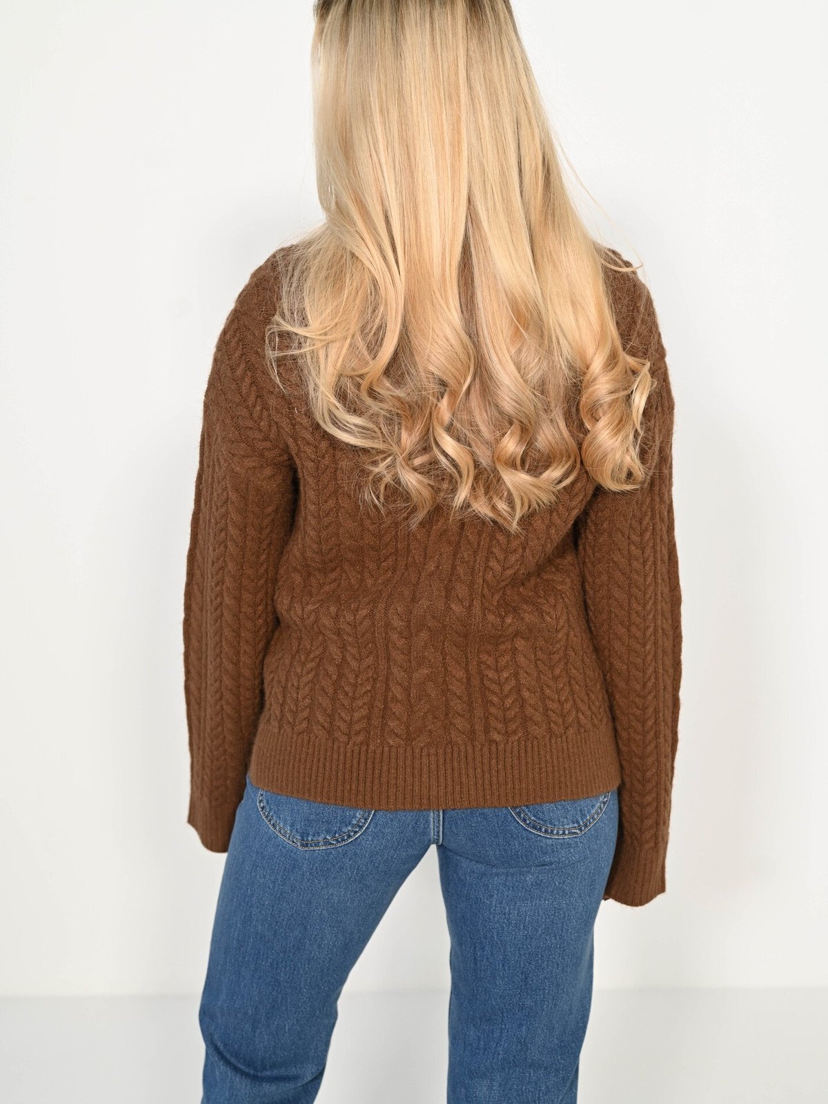 Vero Moda Esther Long Sleeve Highneck Zip Cardigan Pinecone