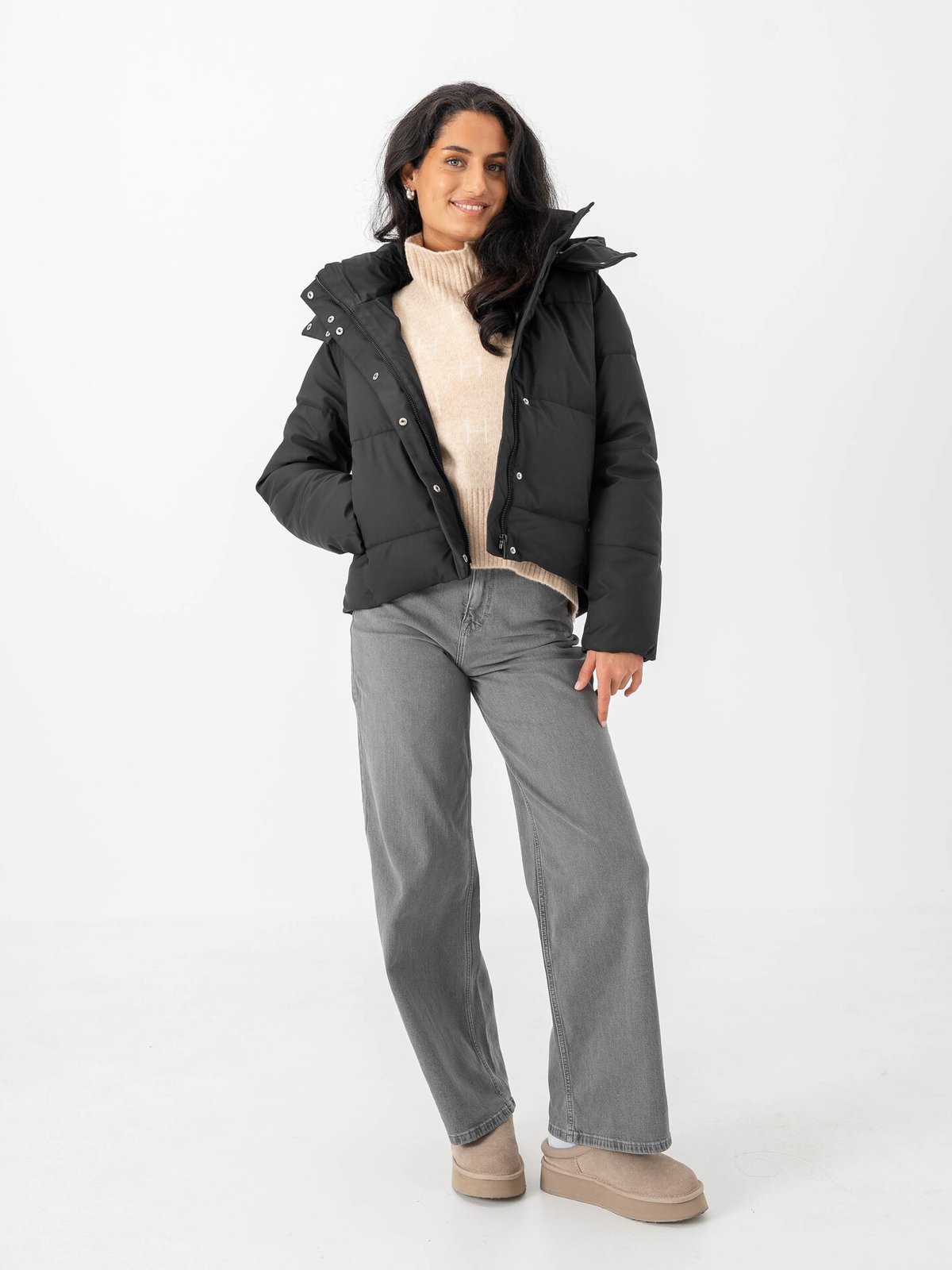 Vero Moda Greta Kylie Short Coated Coat Black