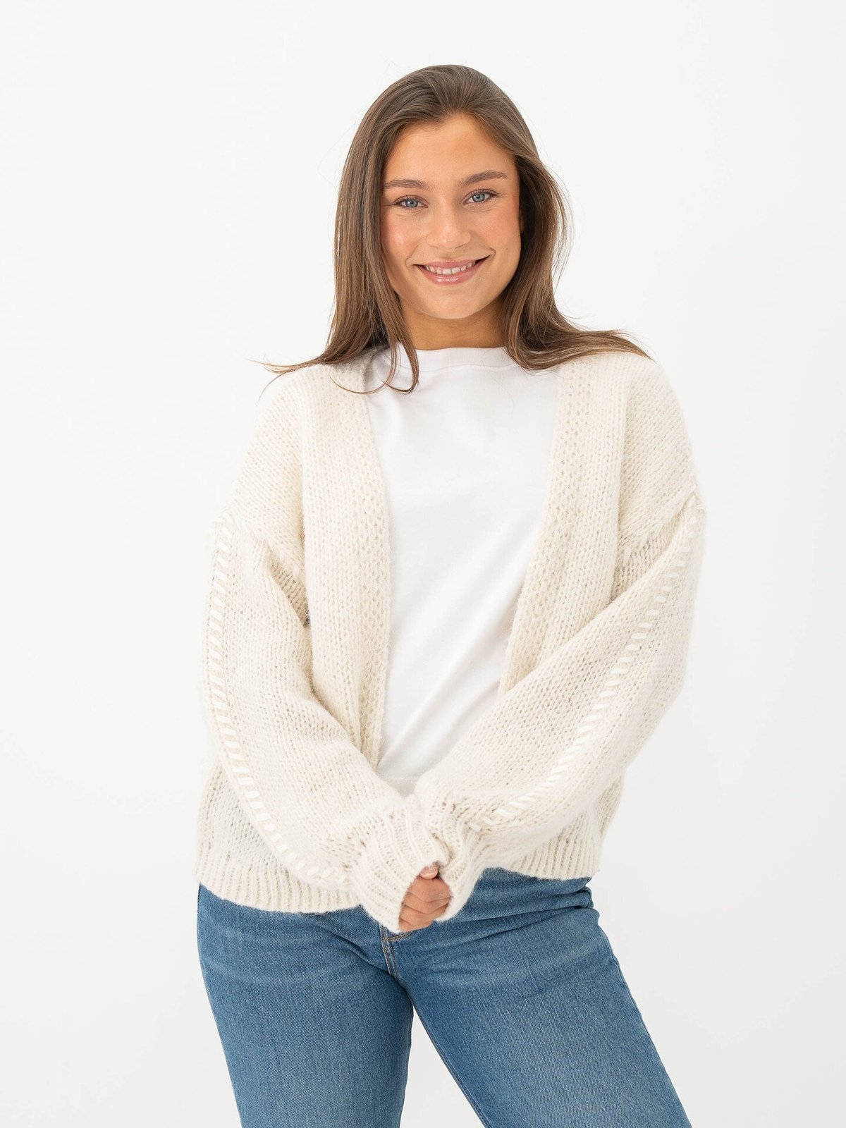 Vero Moda Feng Long Sleeve V-Neck Cardigan Birch