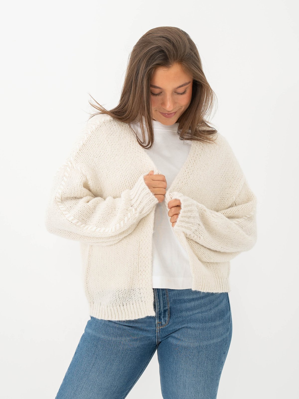 Vero Moda Feng Long Sleeve V-Neck Cardigan Birch