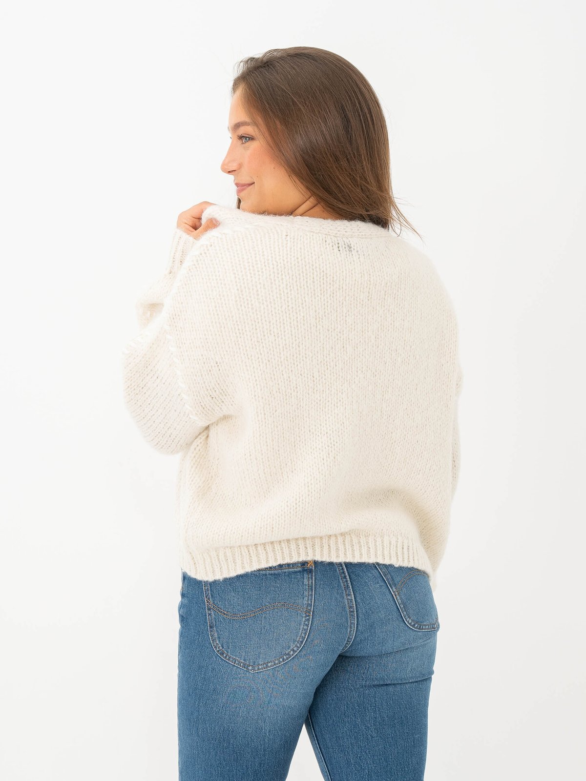 Vero Moda Feng Long Sleeve V-Neck Cardigan Birch