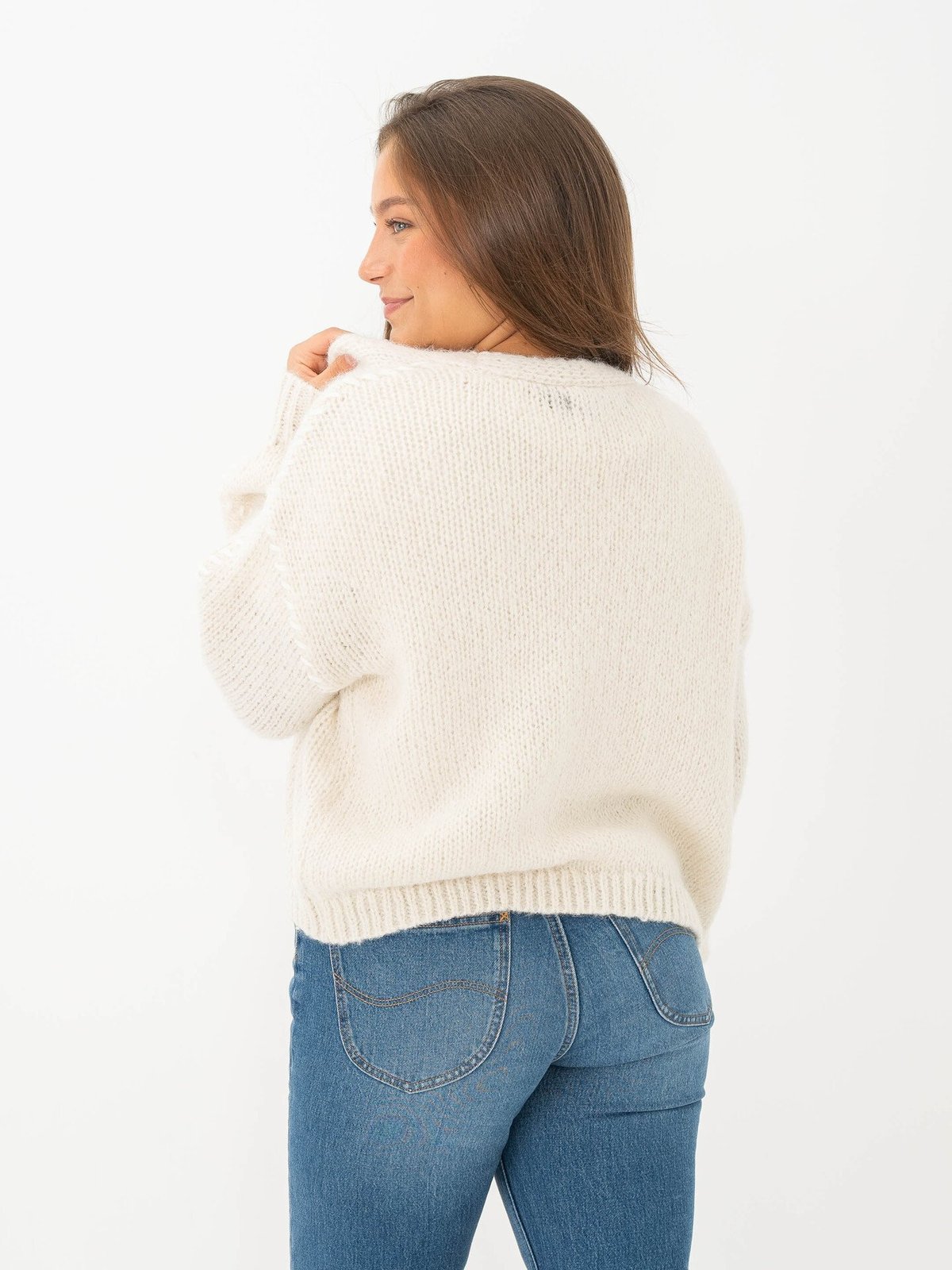 Vero Moda Feng Long Sleeve V-Neck Cardigan Birch