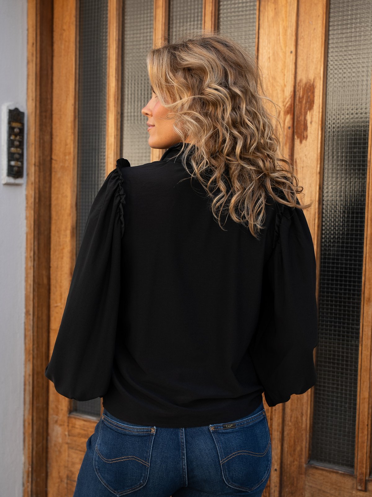 Vero Moda Ani Long Sleeve Frill Shirt Black