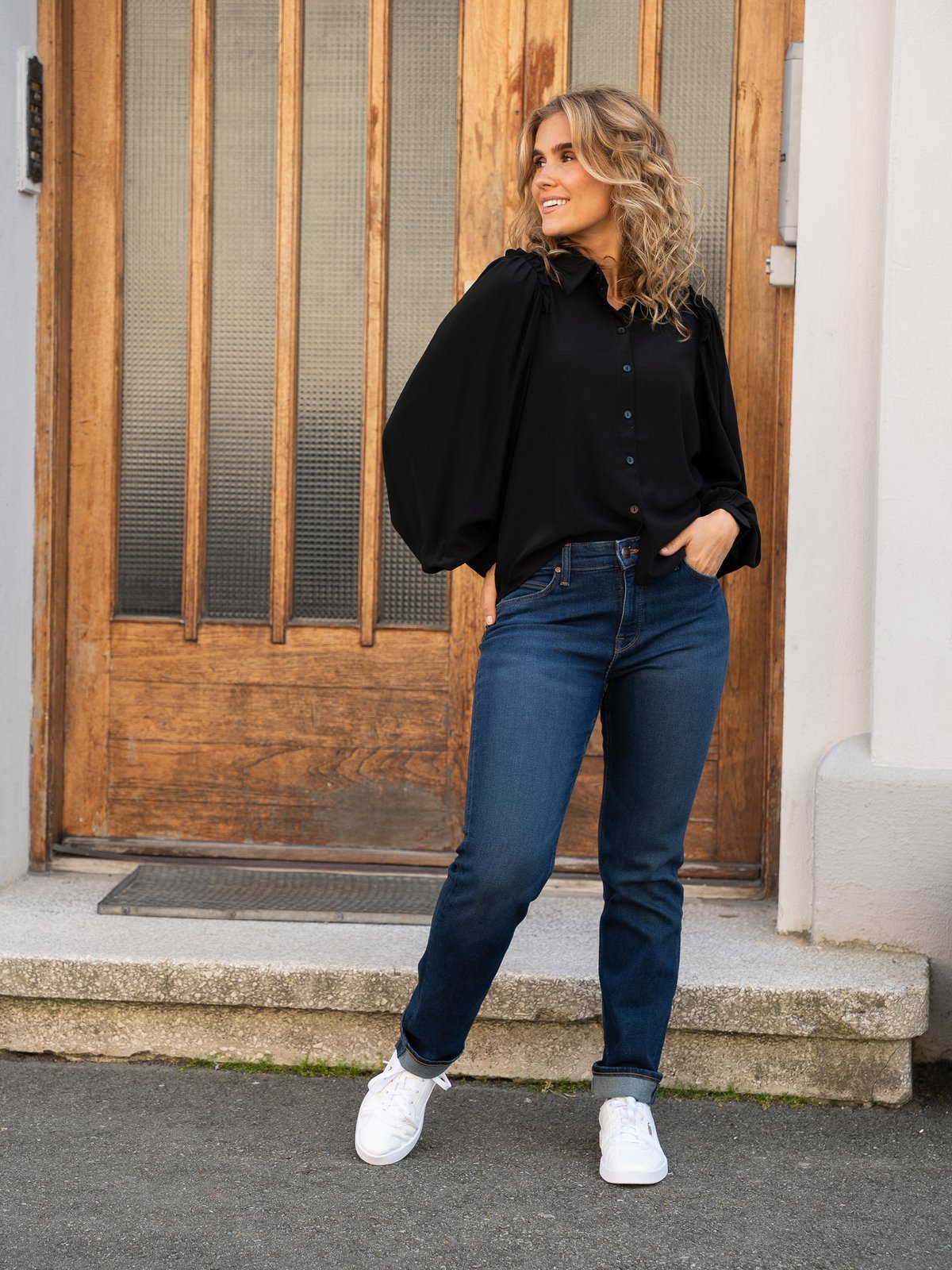 Vero Moda Ani Long Sleeve Frill Shirt Black