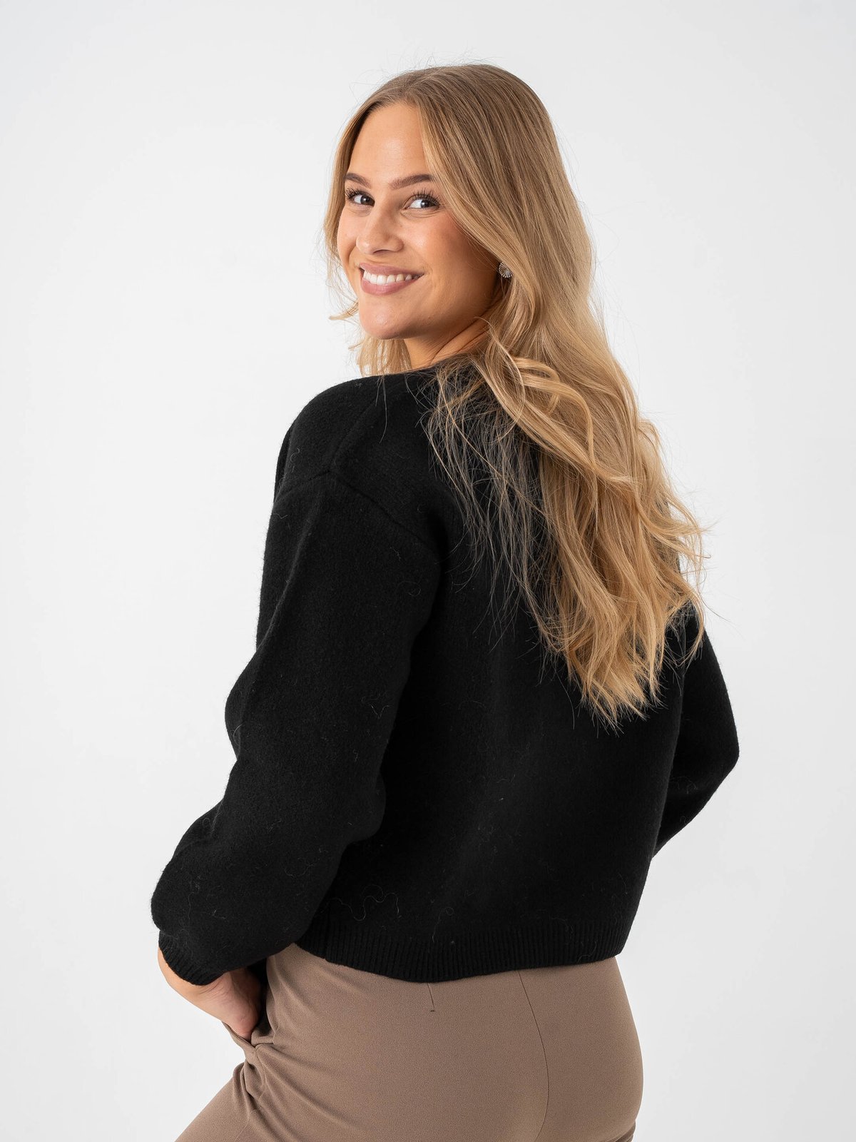 Vero Moda Bow Long Sleeve O-neck Tie Cardigan Black