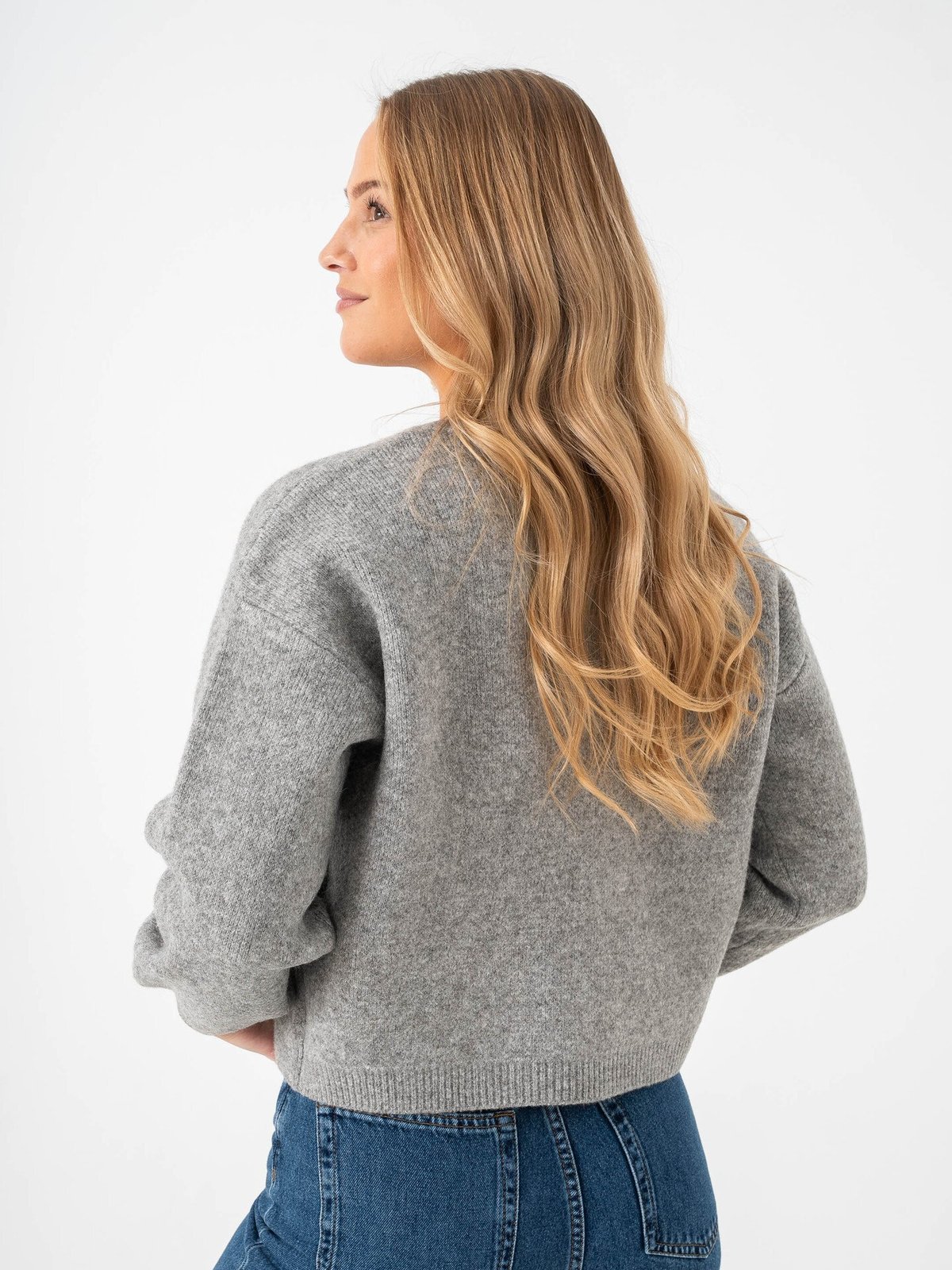 Vero Moda Bow Long Sleeve O-neck Tie Cardigan Medium Grey Melange