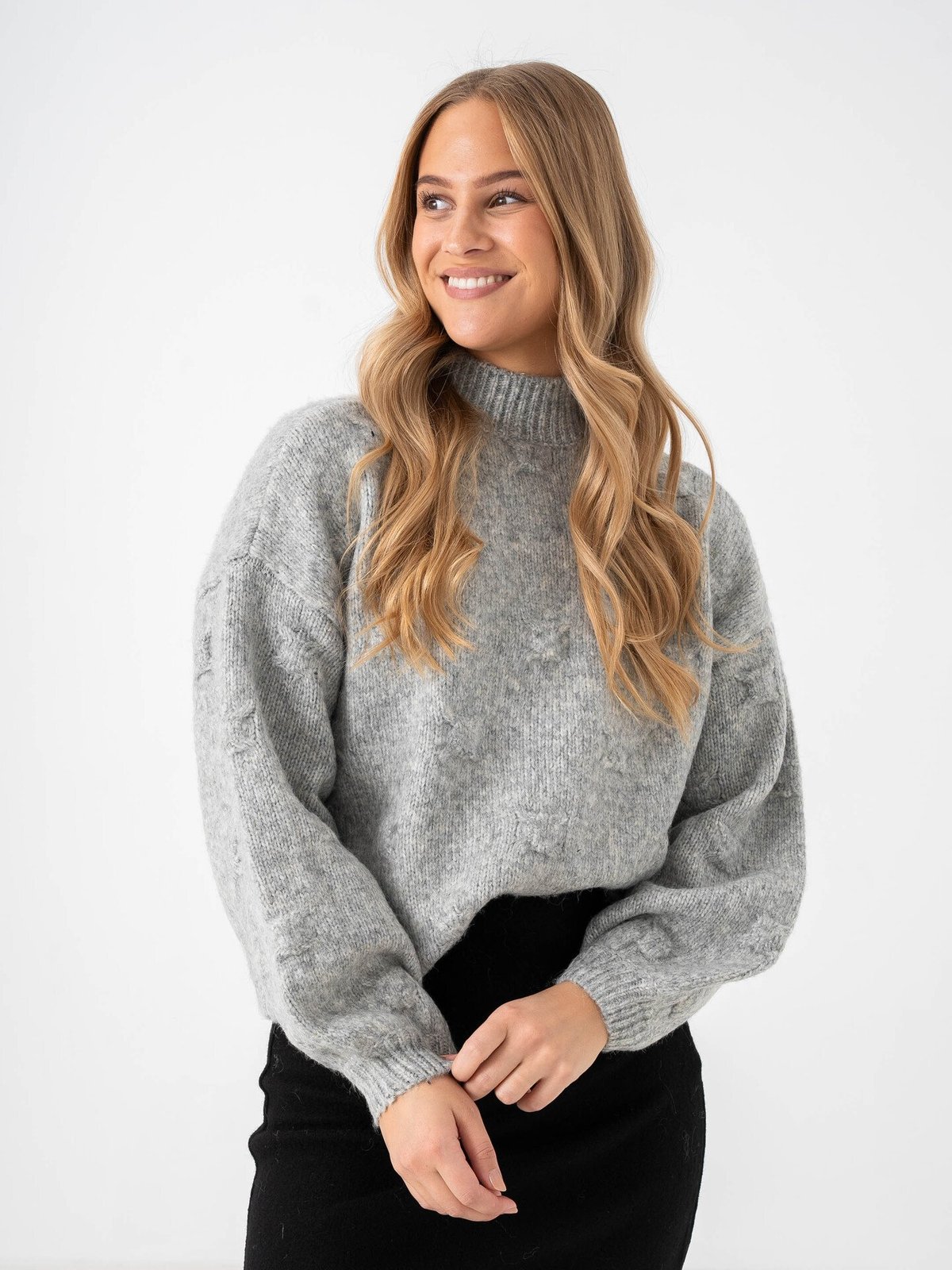 Vero Moda Gail Long Sleeve Highneck Pullover Light Grey Melange