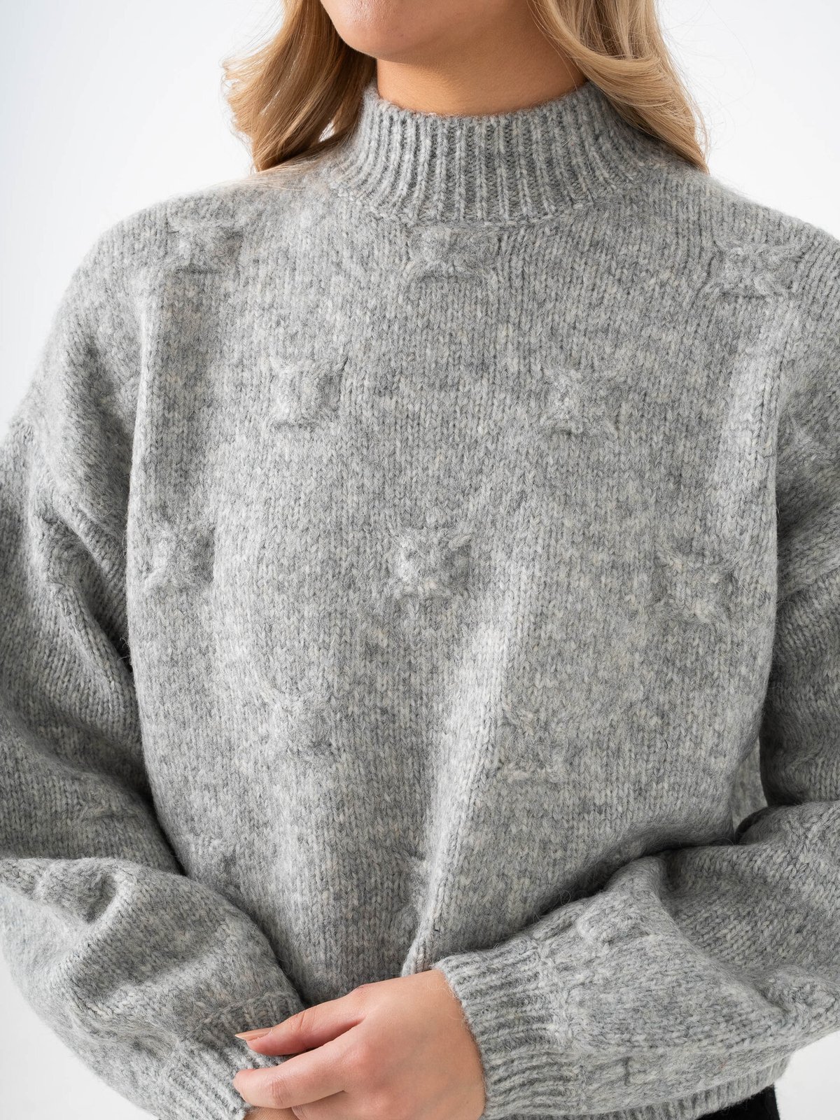 Vero Moda Gail Long Sleeve Highneck Pullover Light Grey Melange