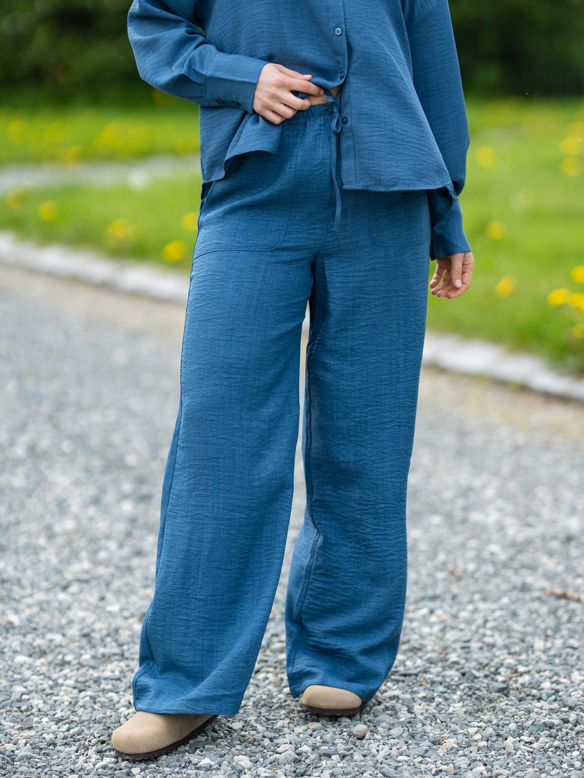 Vero Moda Melaney High Waist Loose Pant Dark Denim Melange