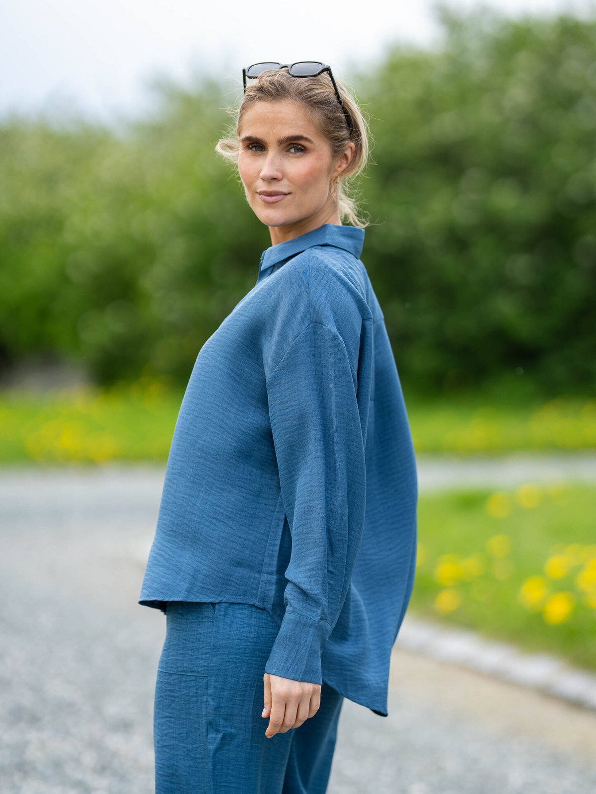 Vero Moda Melaney Queeny Long Sleeve Shirt Dark Denim Melange