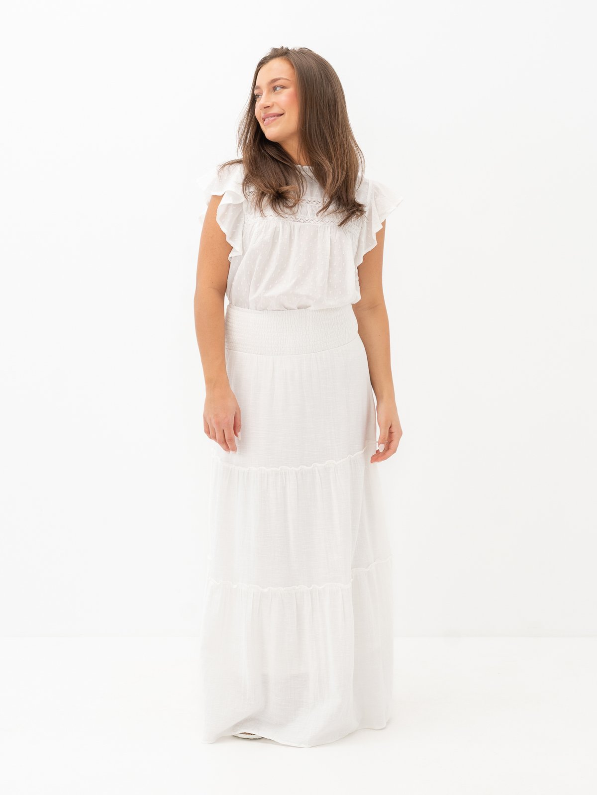 Vero Moda Aware Keeley High Waist Long Skirt Snow White