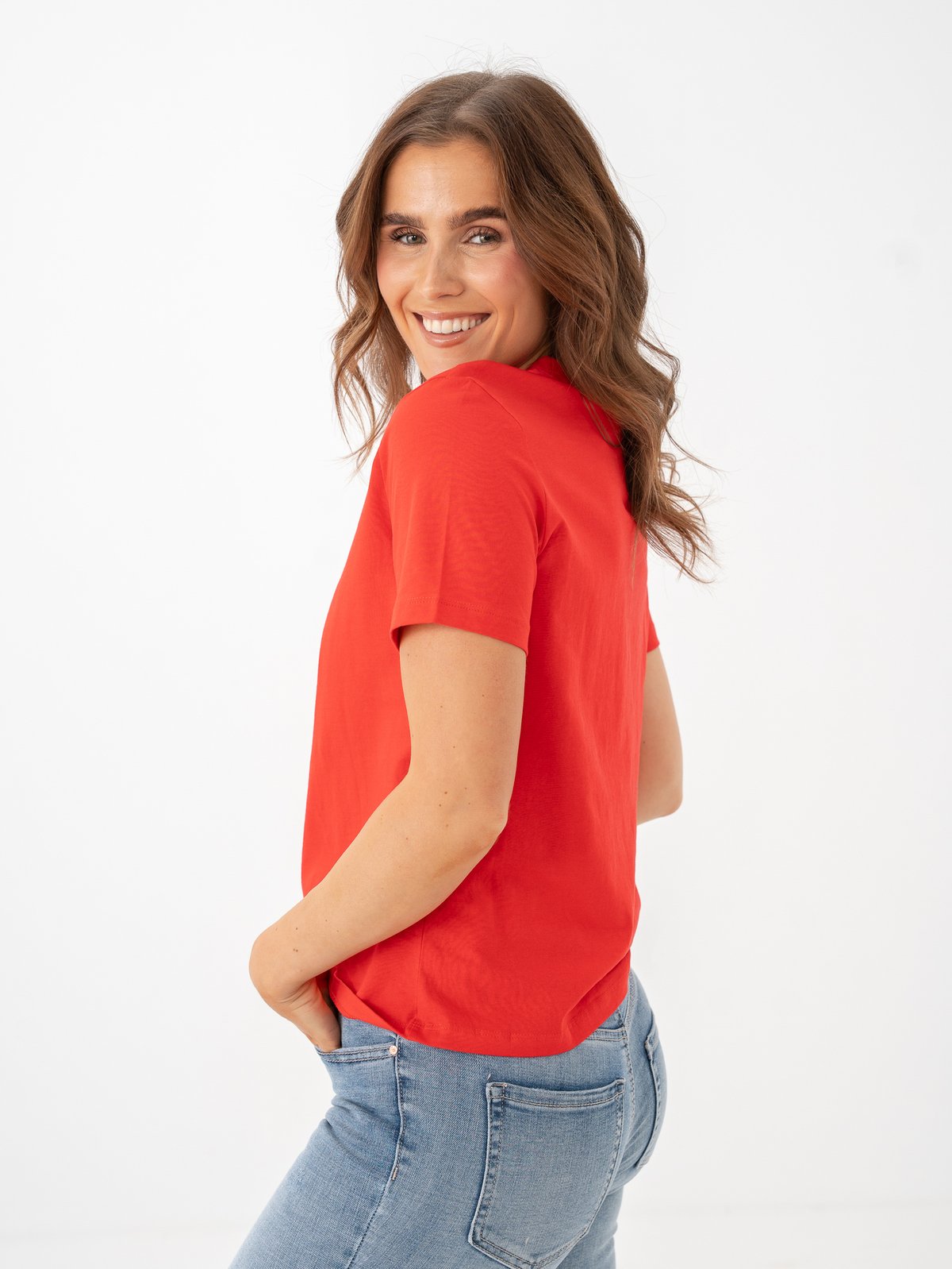 Vero Moda Paulina Short Sleeve T-Shirt High Risk Red