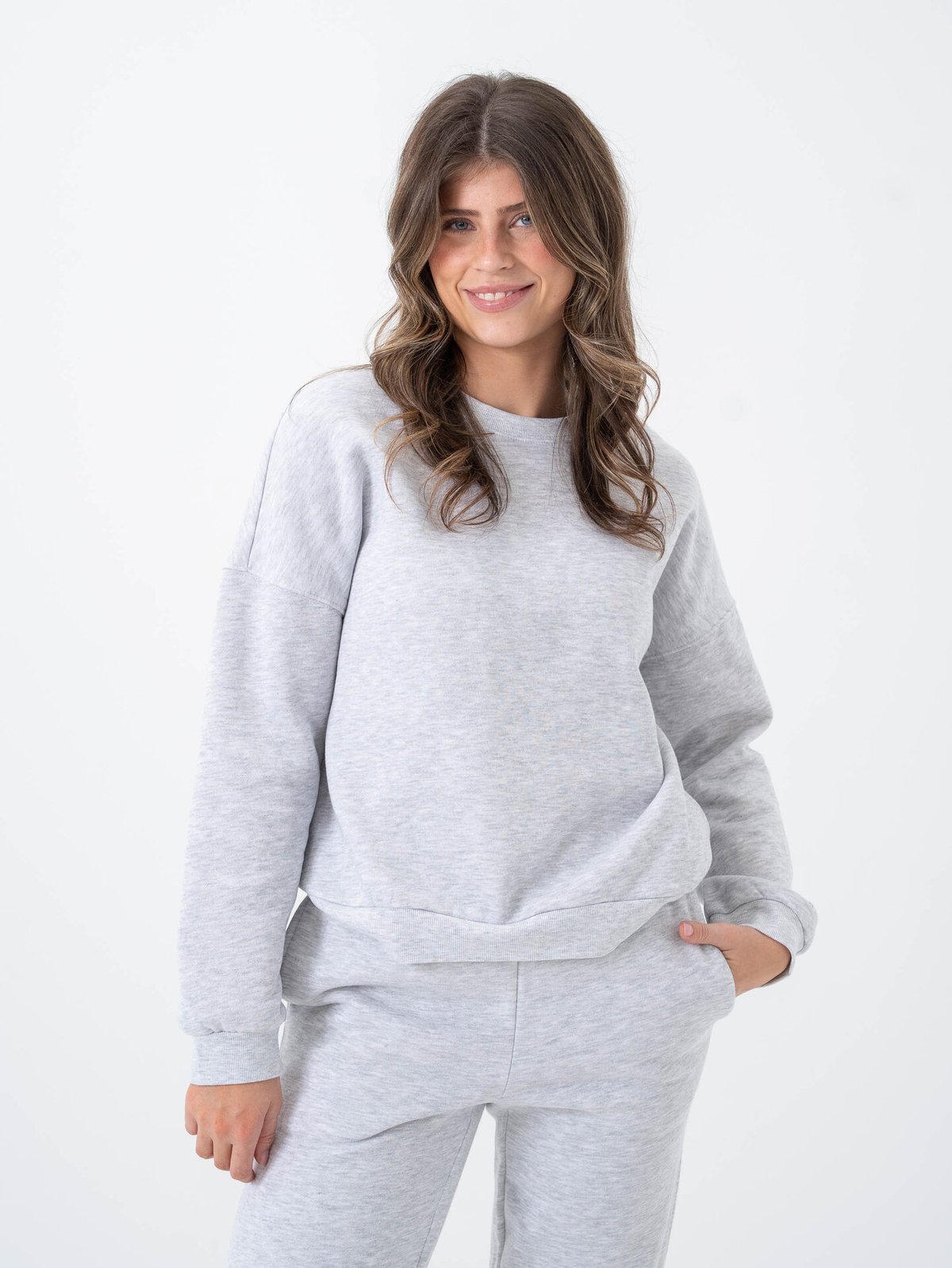 Vero Moda Sonja Long Sleeve Sweat Light Grey Melange
