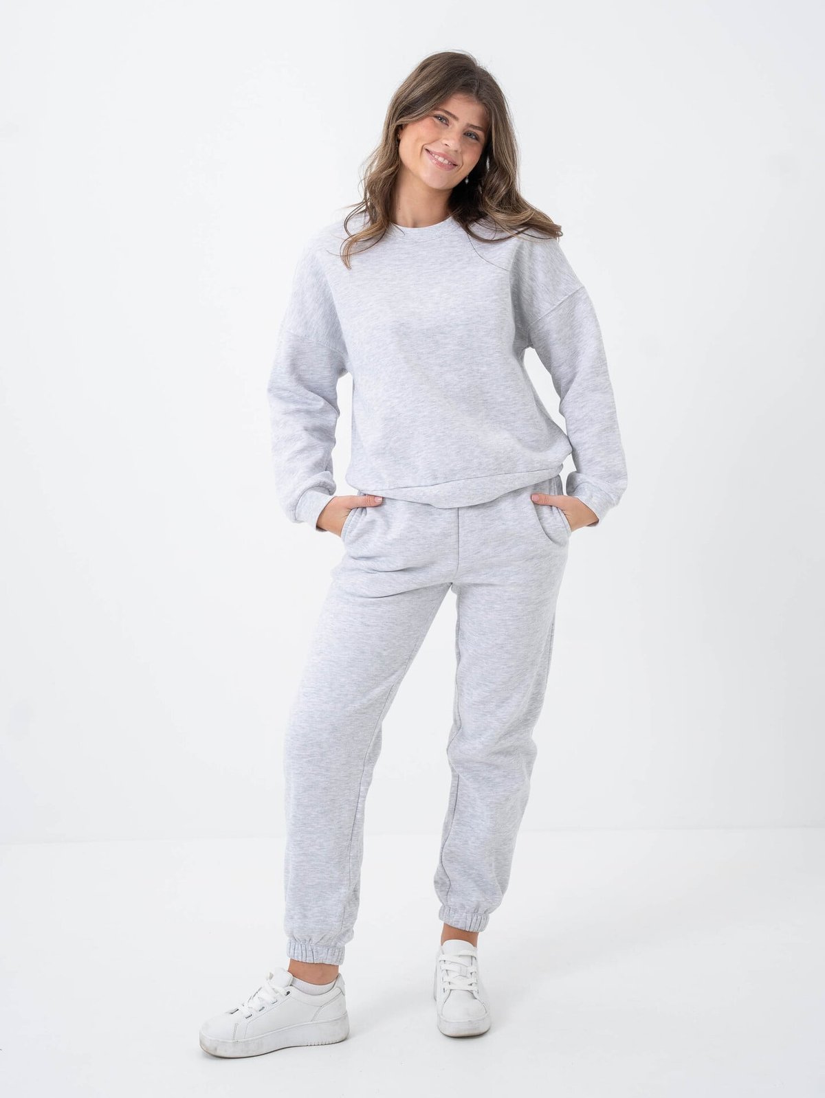Vero Moda Sonja Long Sleeve Sweat Light Grey Melange