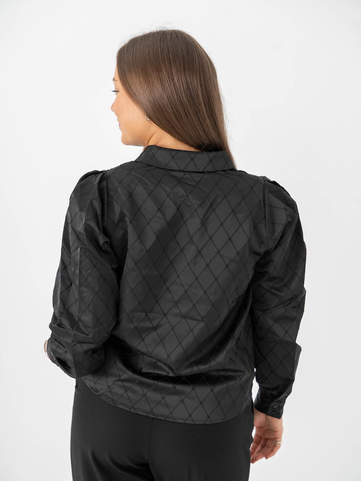 Vero Moda Viga Jacquard Long Sleeve Shirt Black Squares
