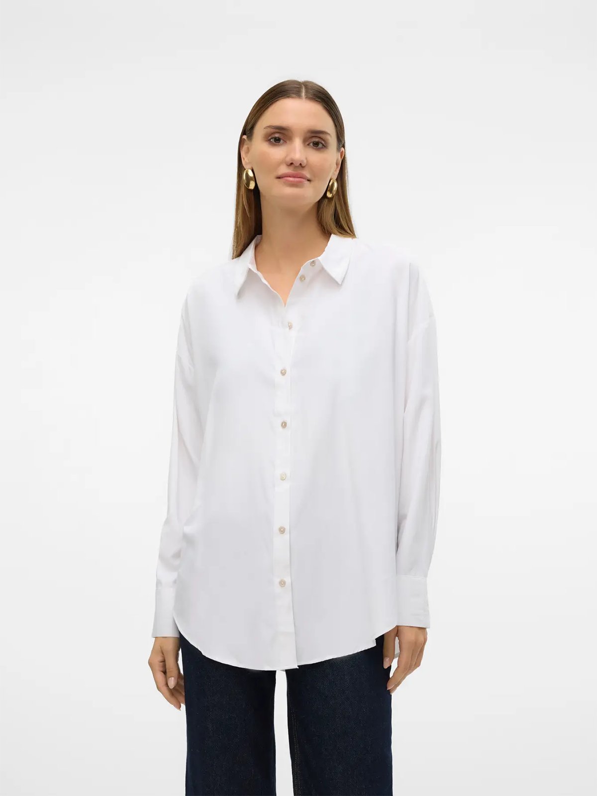 Vero Moda Nora Long Sleeve Oversize Shirt Bright White