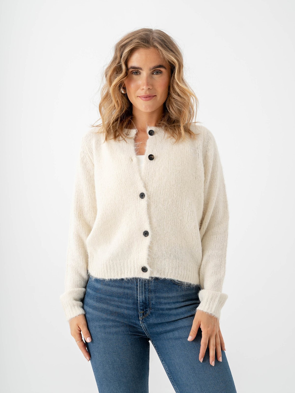 Vero Moda Novah Long Sleeve O-Neck Button Cardigan Birch