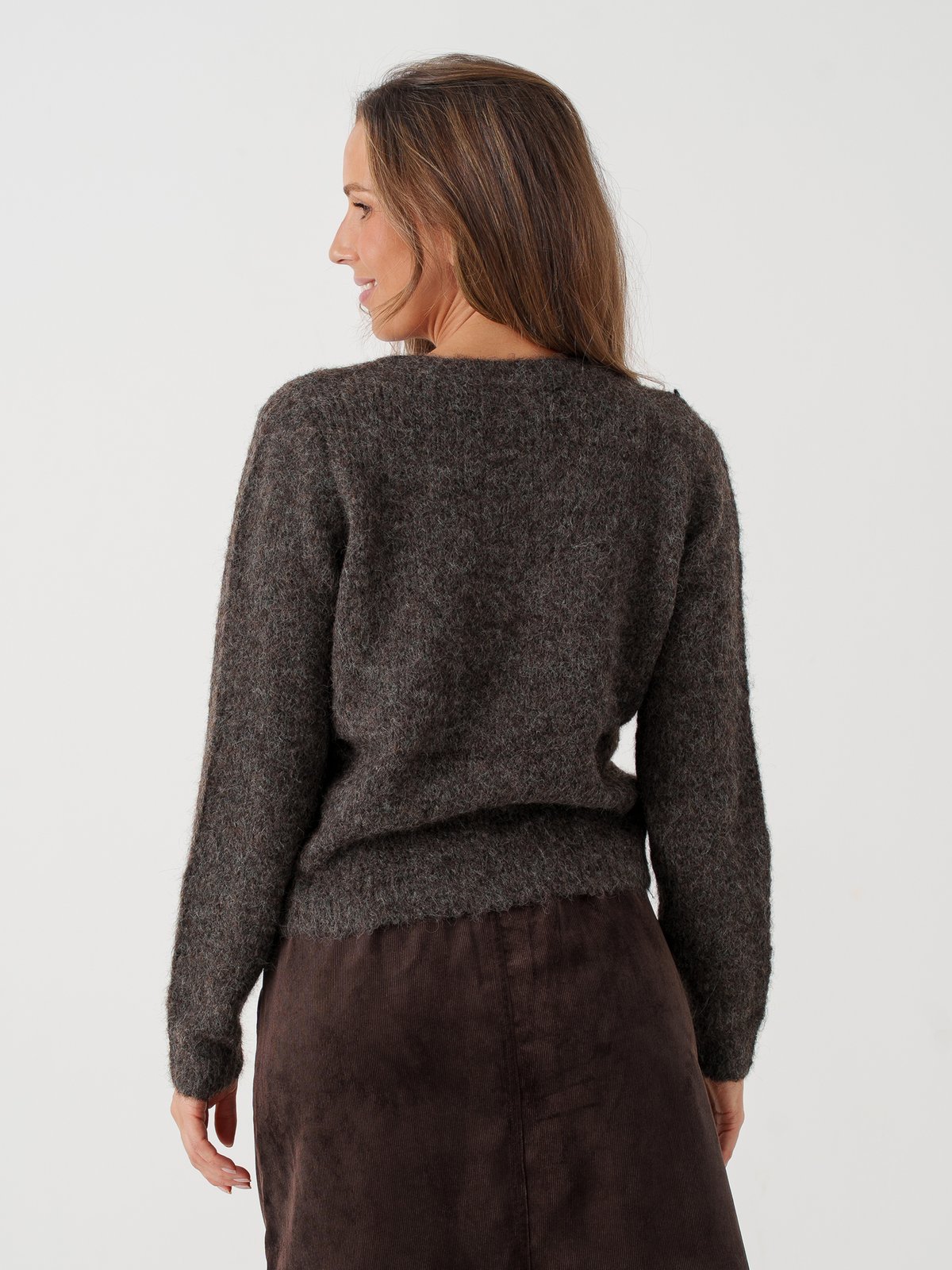 Vero Moda Novah Long Sleeve O-Neck Button Cardigan Chocolate Torte
