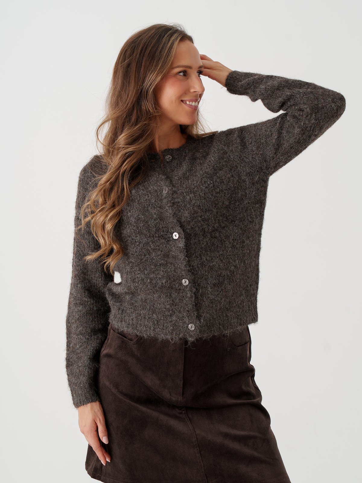 Vero Moda Novah Long Sleeve O-Neck Button Cardigan Chocolate Torte