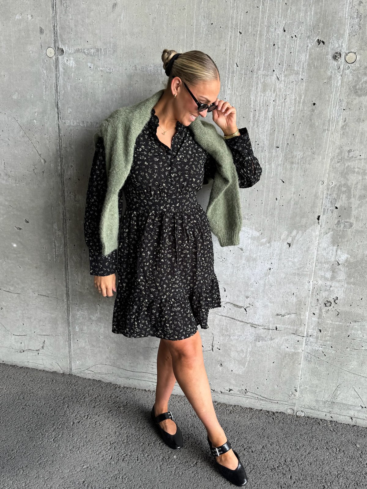 Vero Moda Aware Noelle Long Sleeve High Neck Short Dress Black / Basil