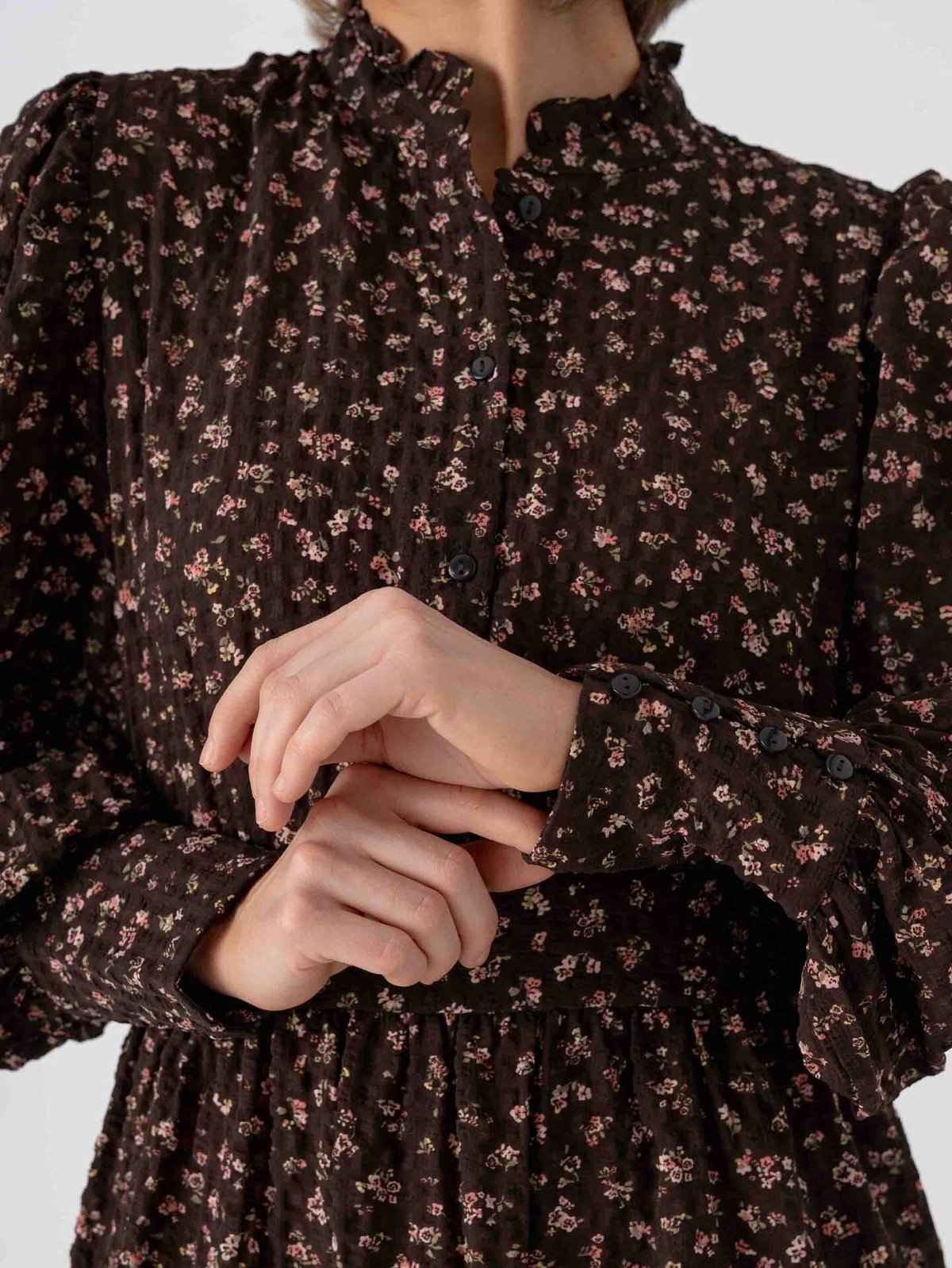 Vero Moda Aware Noelle Long Sleeve High Neck Short Dress Chocolate Torte Rose Elegance