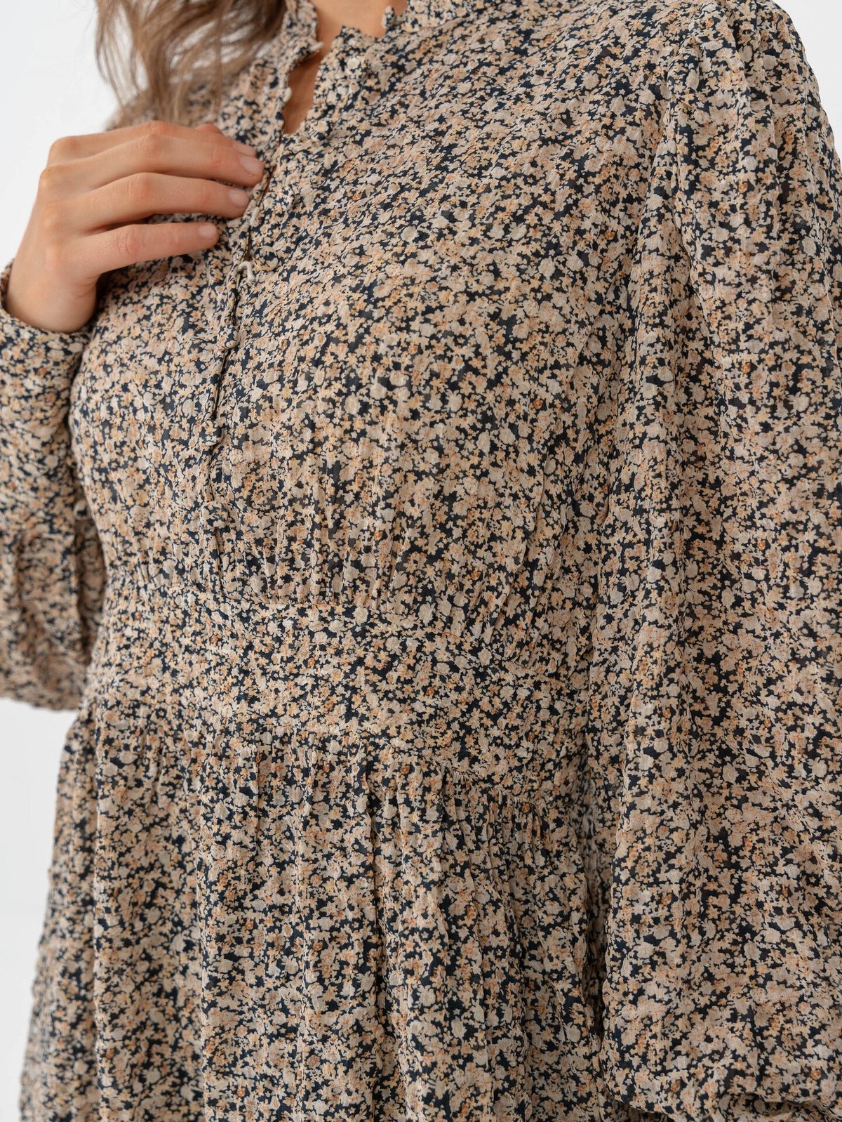 Vero Moda Aware Noelle Long Sleeve High Neck Short Dress Salute All Over Print Leona