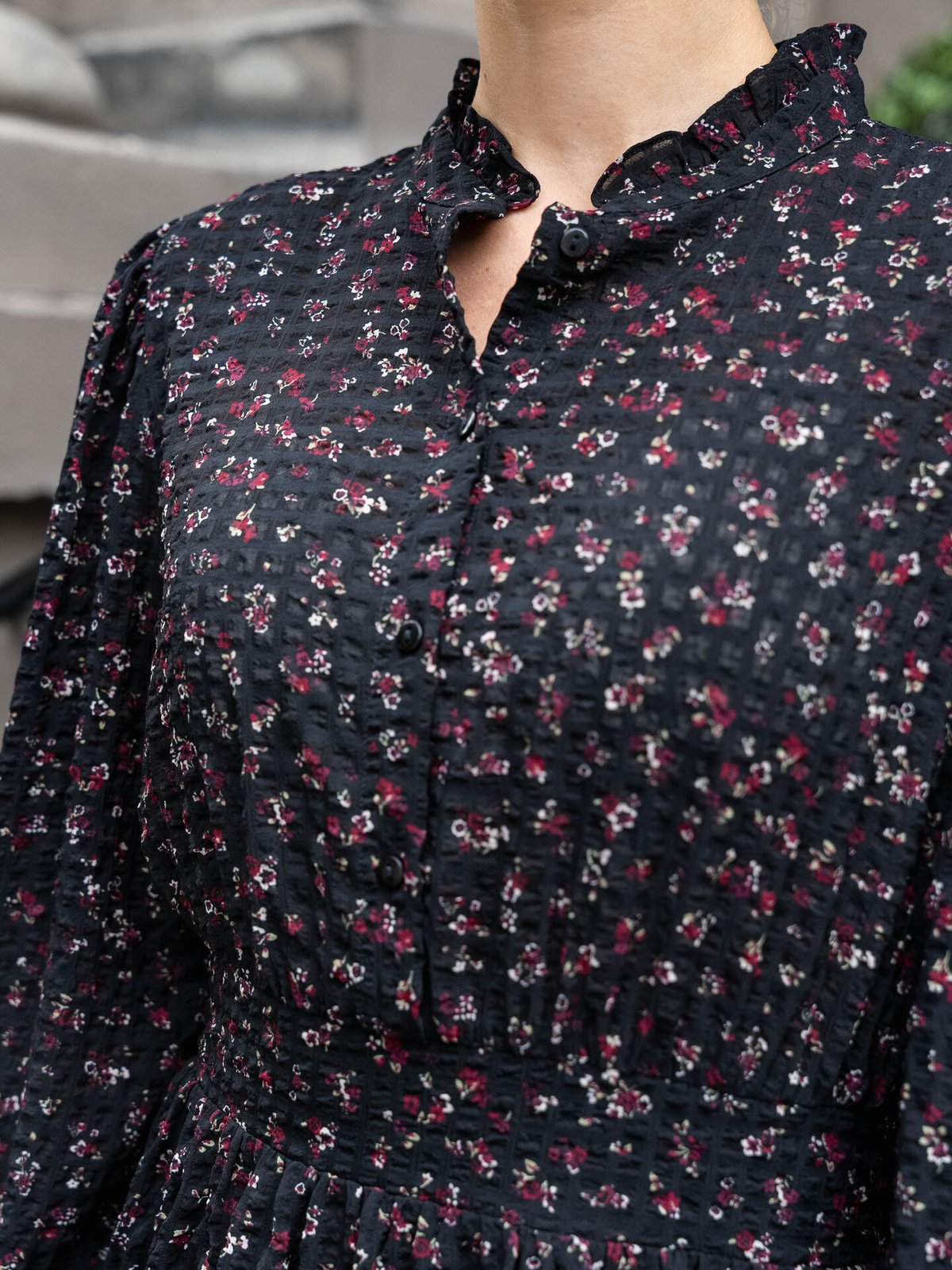 Vero Moda Aware Noelle Long Sleeve High Neck Short Dress Black / Zinfandel