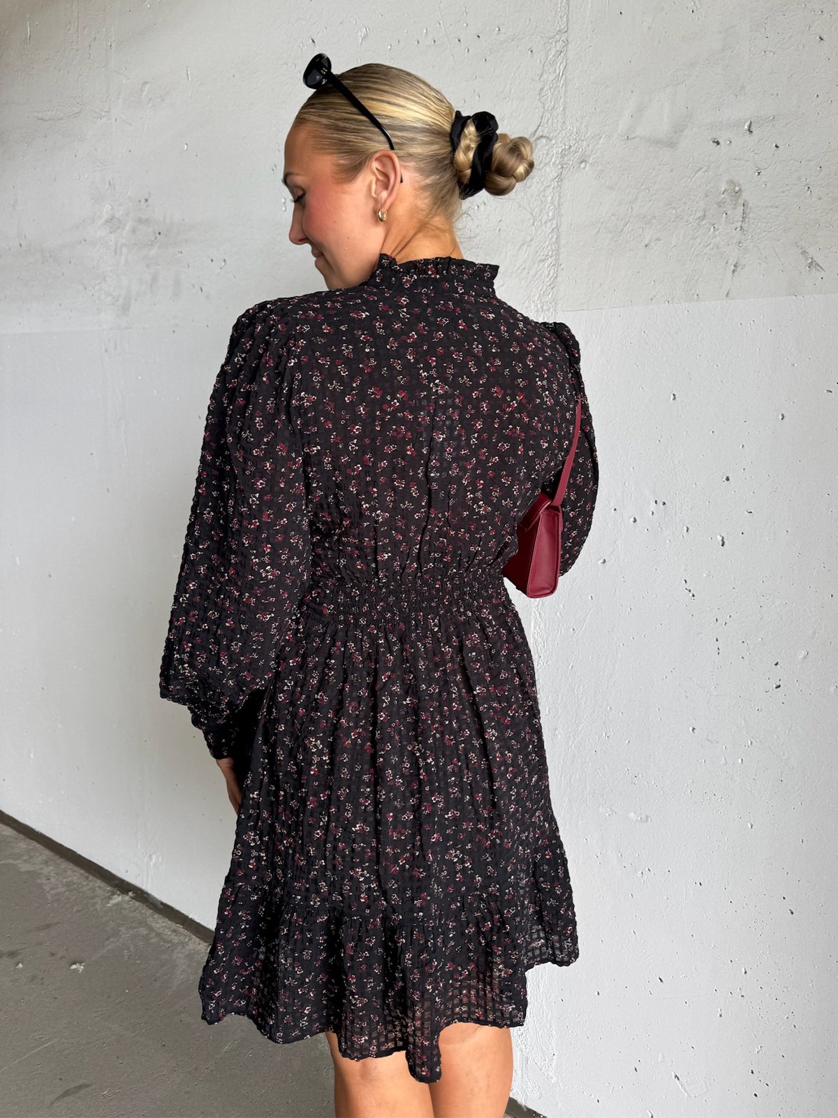 Vero Moda Aware Noelle Long Sleeve High Neck Short Dress Black / Zinfandel