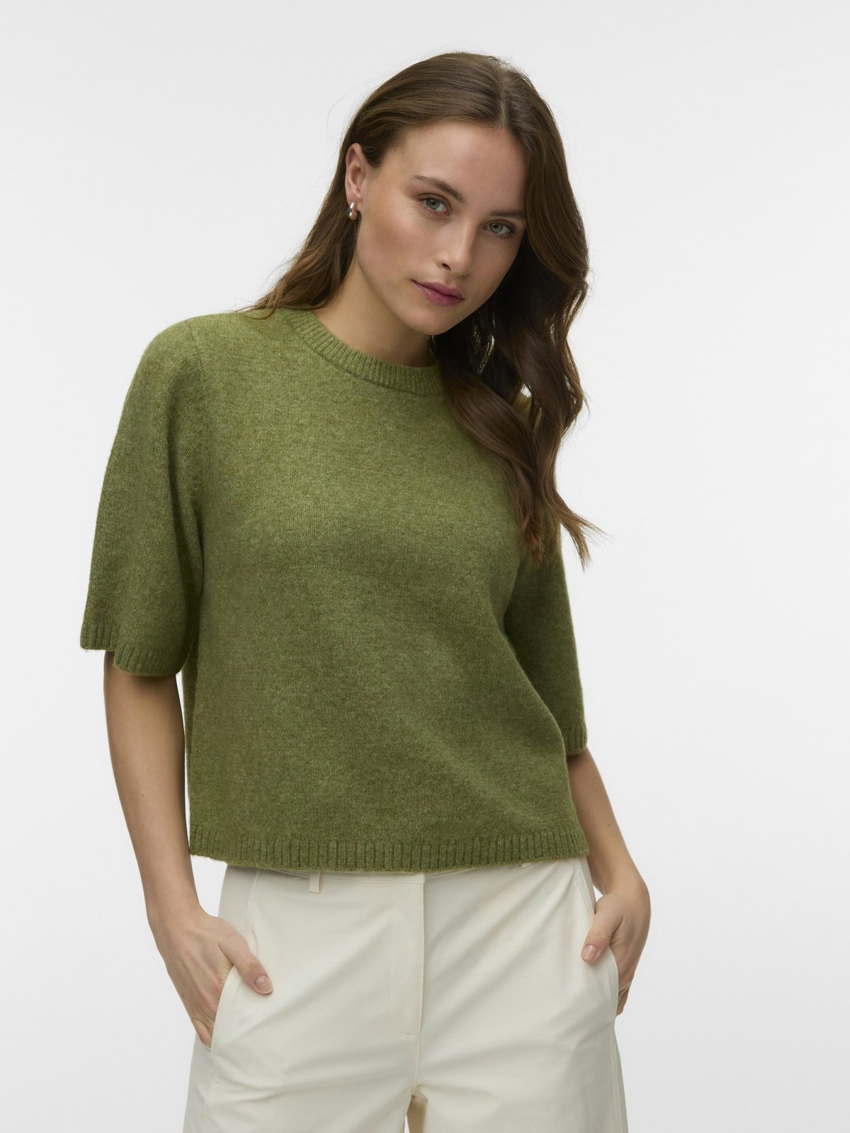 Vero Moda Boom 2/4 O-Neck Oversize Pullover Sphagnum