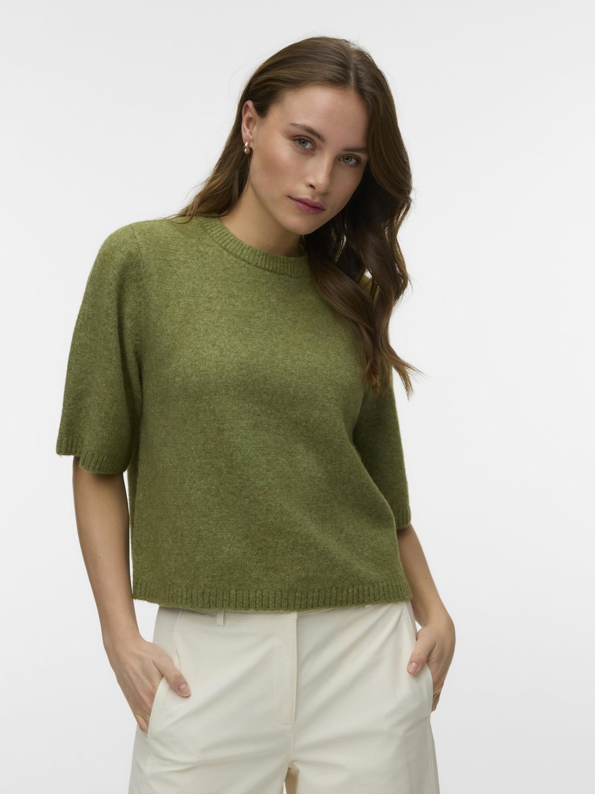 Vero Moda Boom 2/4 O-Neck Oversize Pullover Sphagnum