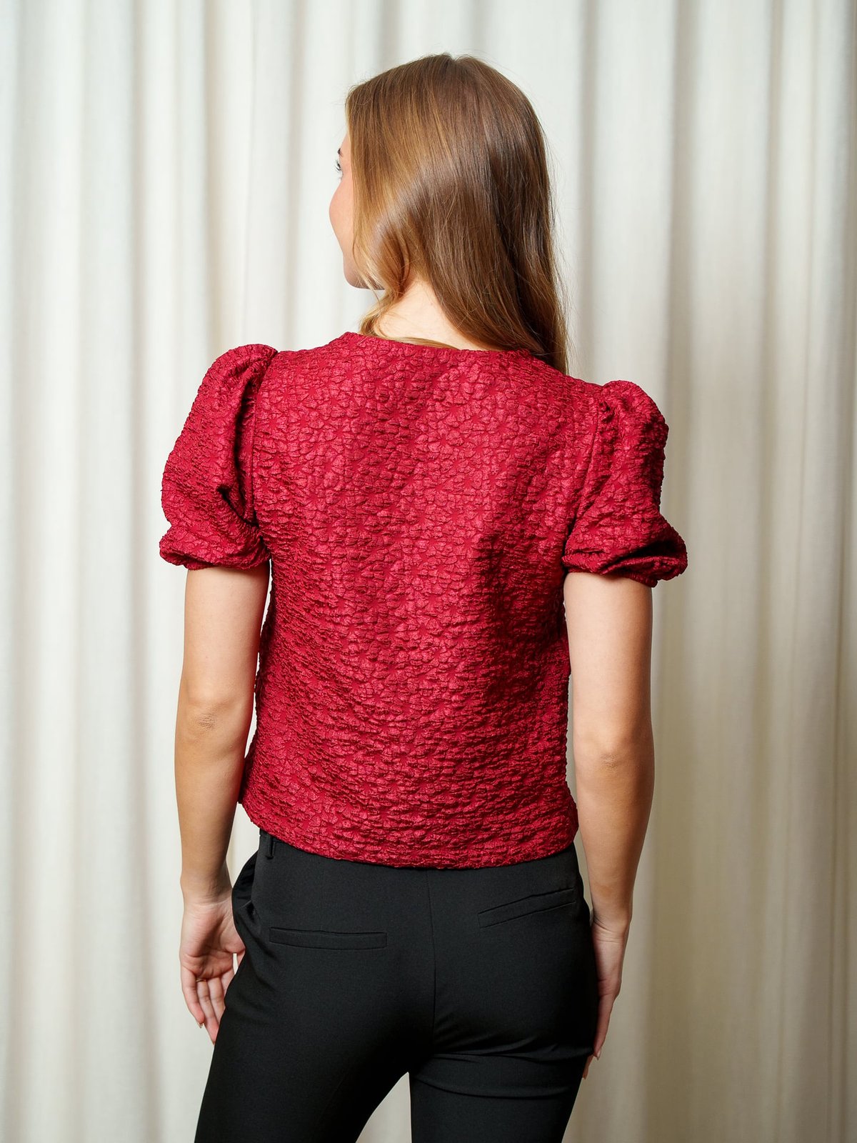 Vero Moda Merle Short Sleeve Puff Cardigan Biking Red