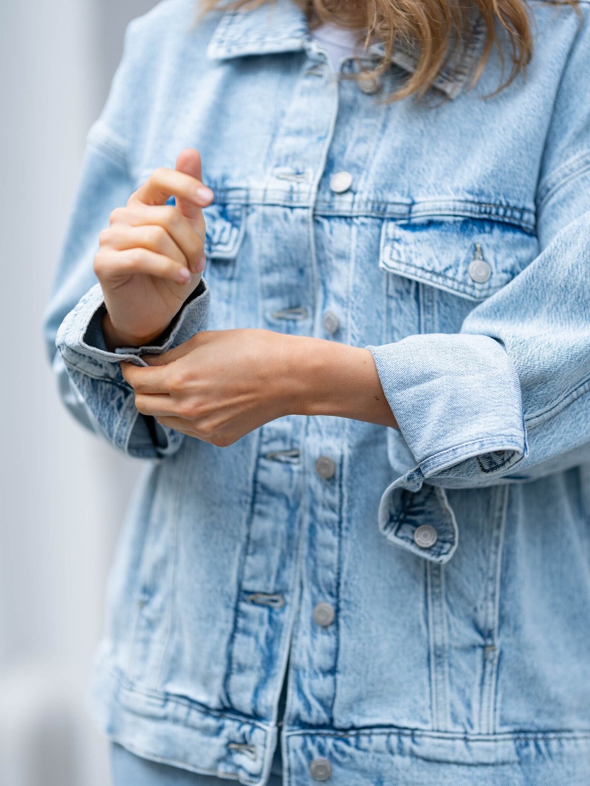 Vero Moda Tessa Long Sleeve Oversize Denim Jacket Light Blue Denim