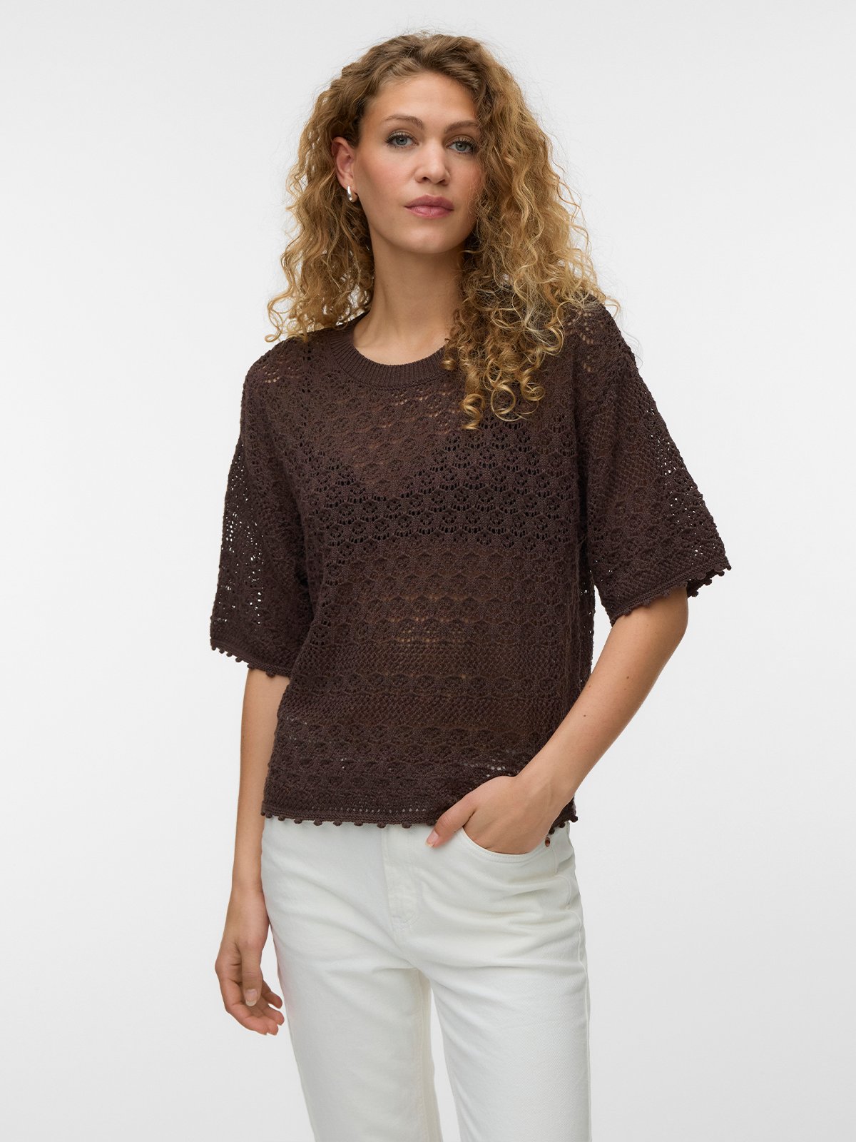 Vero Moda Manila 2/4 O-Neck Pullover Chocolate Martini