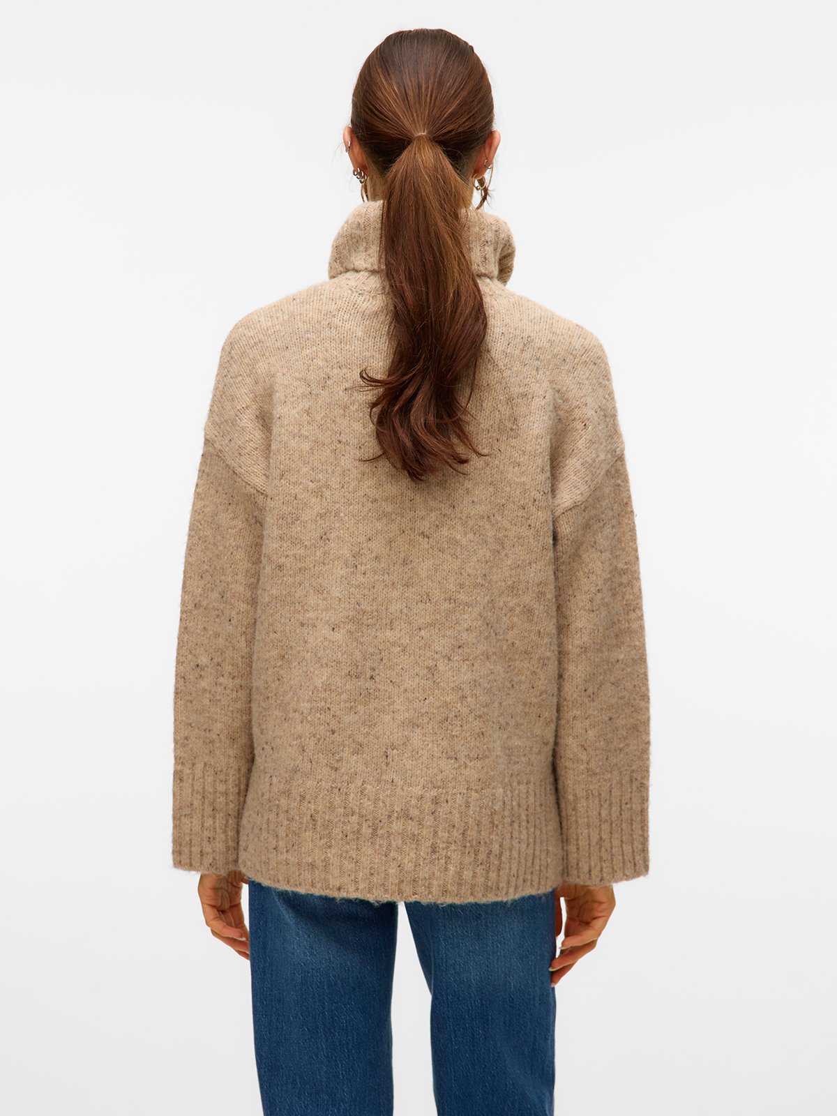 Vero Moda Ingrid Long Sleeve Roll Neck Pullover Silver Mink