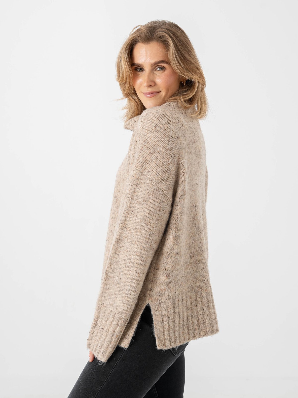 Vero Moda Ingrid Long Sleeve Roll Neck Pullover Silver Mink