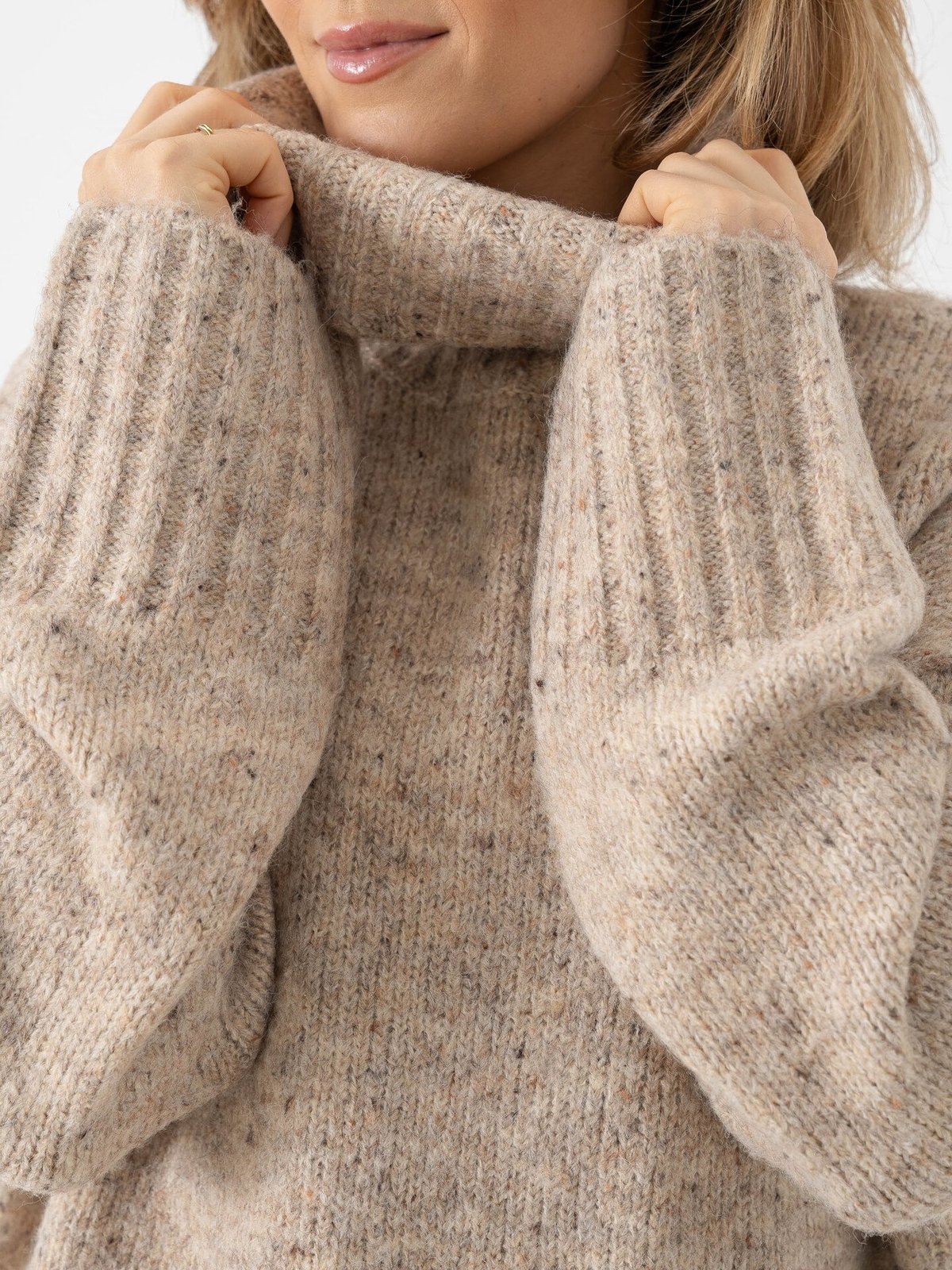 Vero Moda Ingrid Long Sleeve Roll Neck Pullover Silver Mink