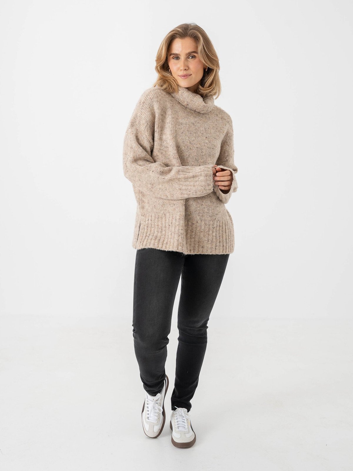 Vero Moda Ingrid Long Sleeve Roll Neck Pullover Silver Mink