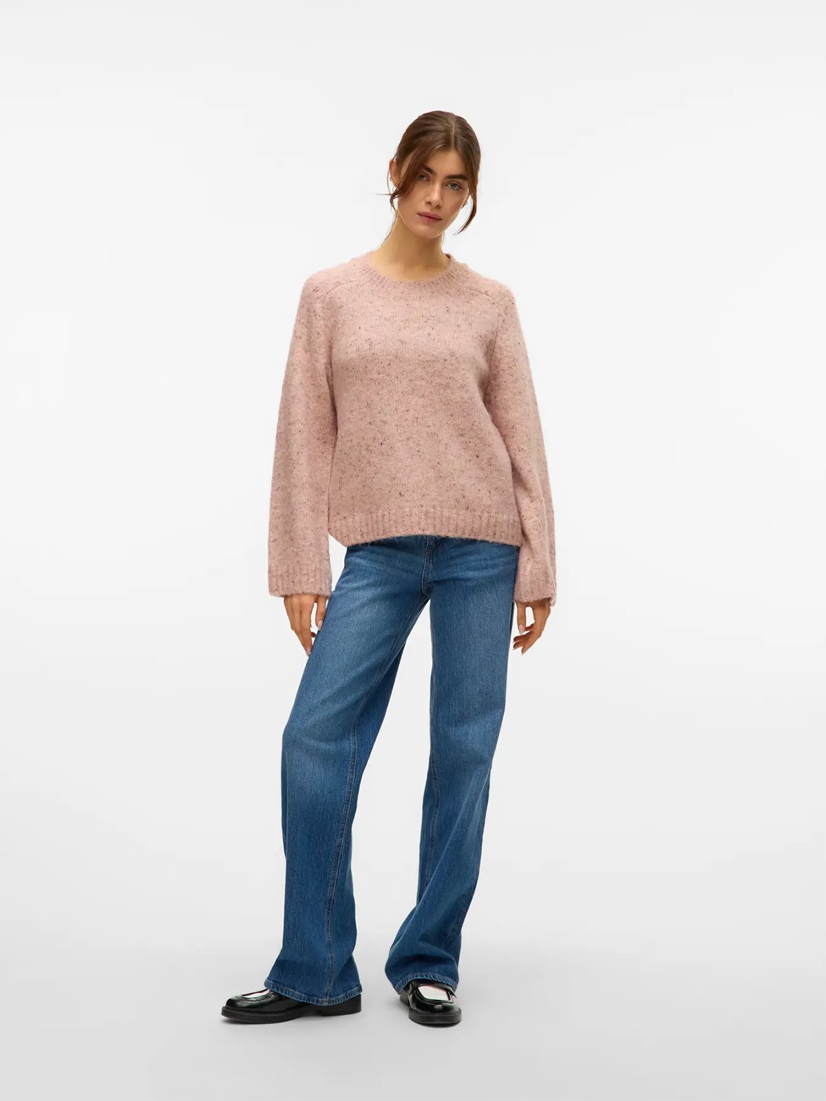 Vero Moda Ingrid Long Sleeve O-Neck Pullover Pink Dogwood w. Melange