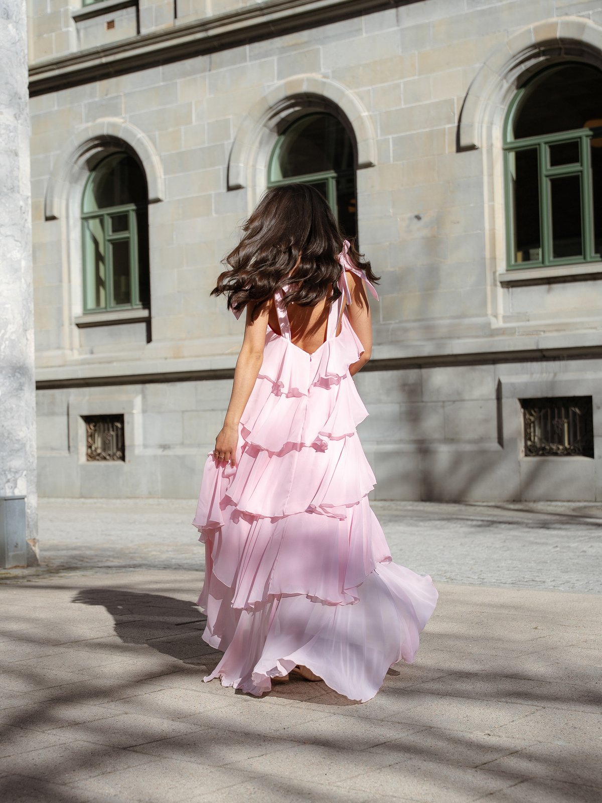 Vero Moda Felicia Tiestrap Ruffle Maxi Dress Cherry Blossom