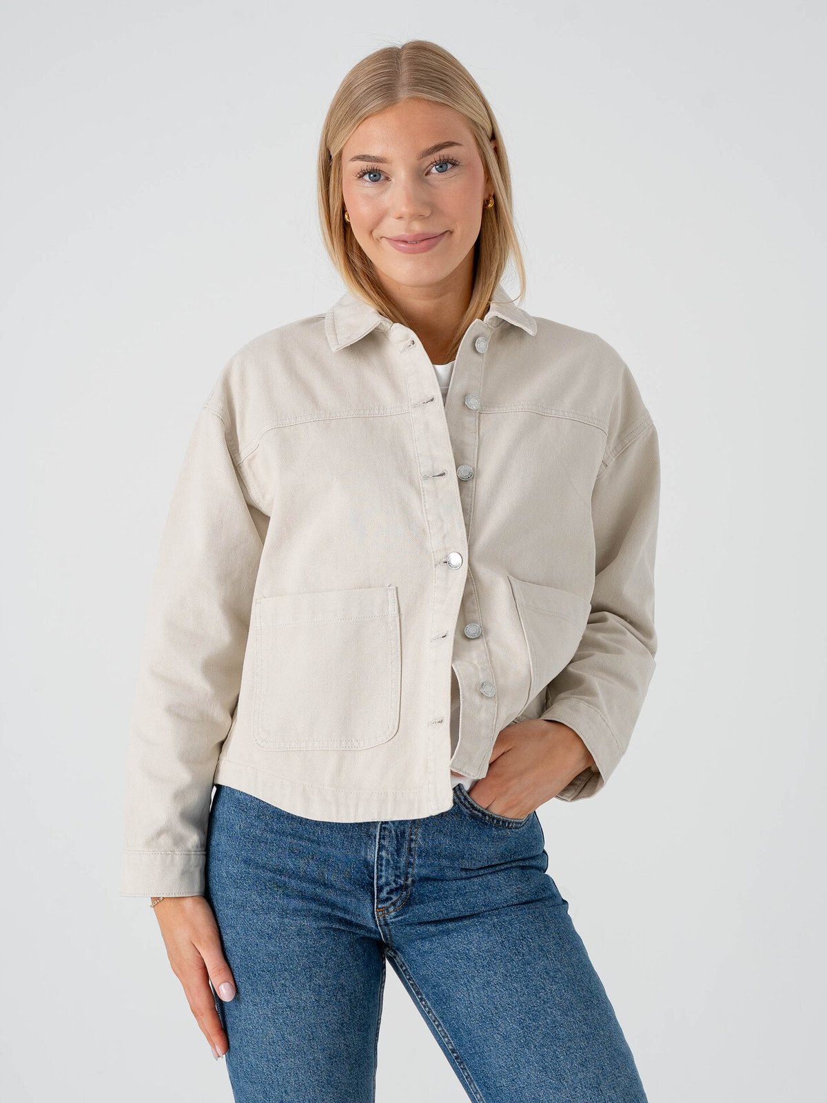 Vero Moda Jamie Long Sleeve Denim Shacket Birch