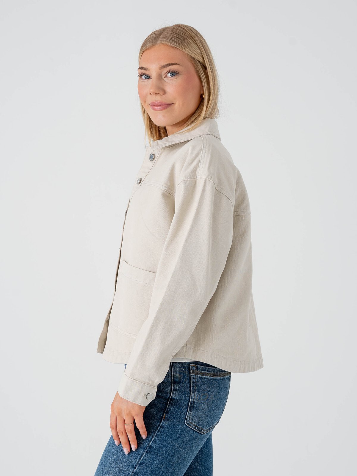 Vero Moda Jamie Long Sleeve Denim Shacket Birch